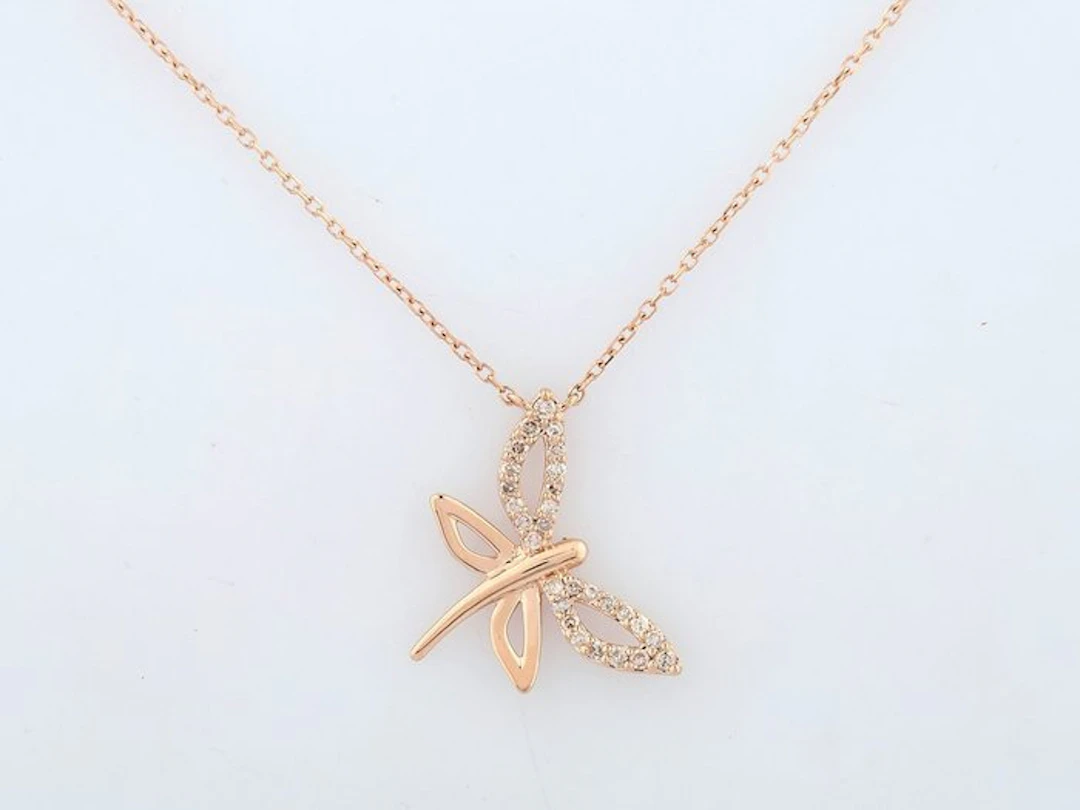 Necklace with pendant - 14 kt. Rose gold - 0.13ct. tw. Diamond (Natural)