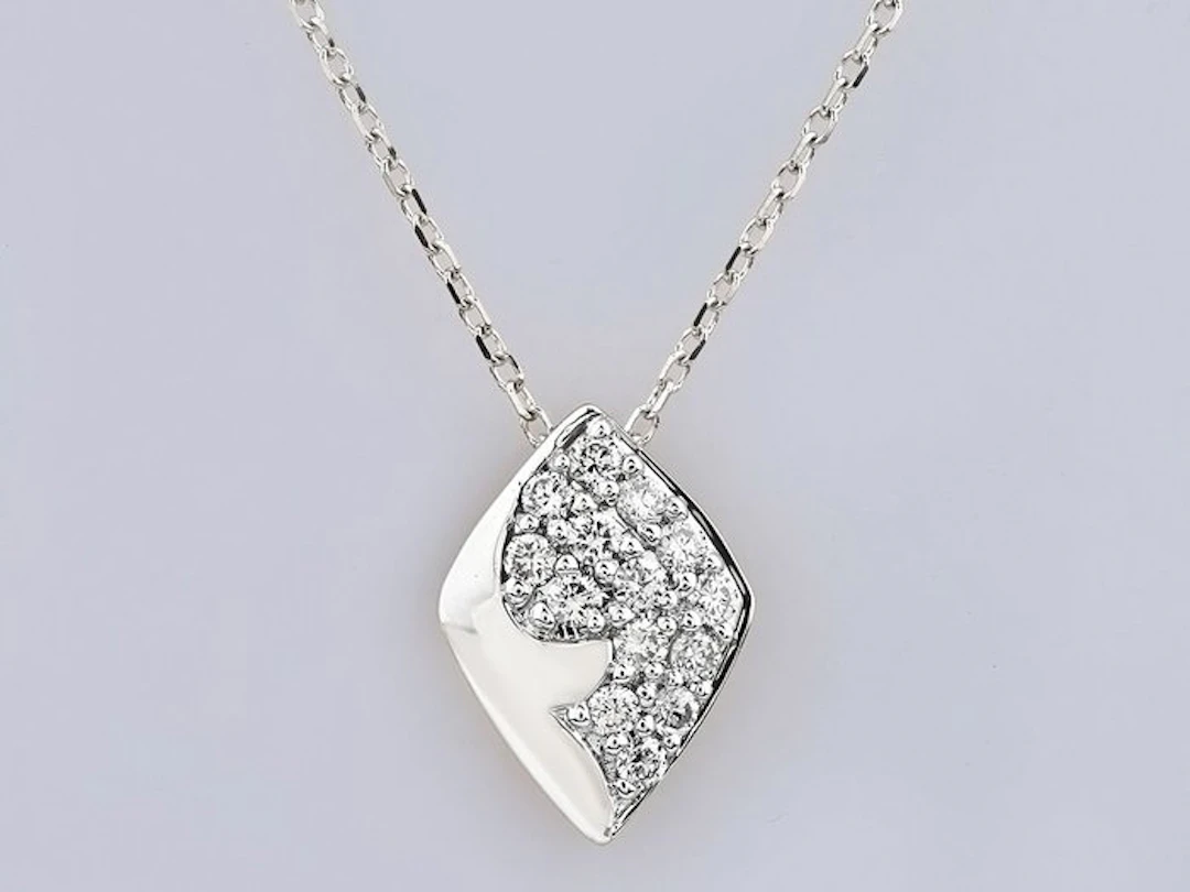 Necklace with pendant - 14 kt. White gold - 0.20ct. tw. Diamond (Natural)