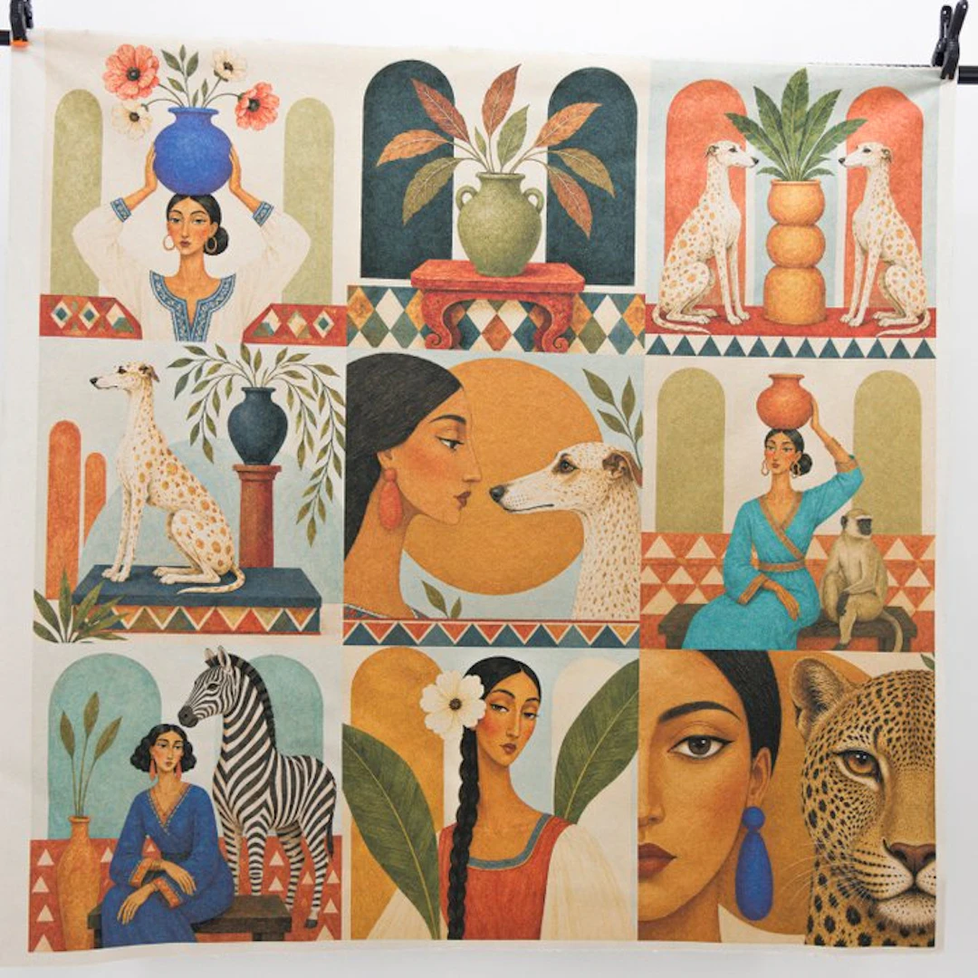 GA023 - Fabric “Portraits of the Orient” – Decorative...