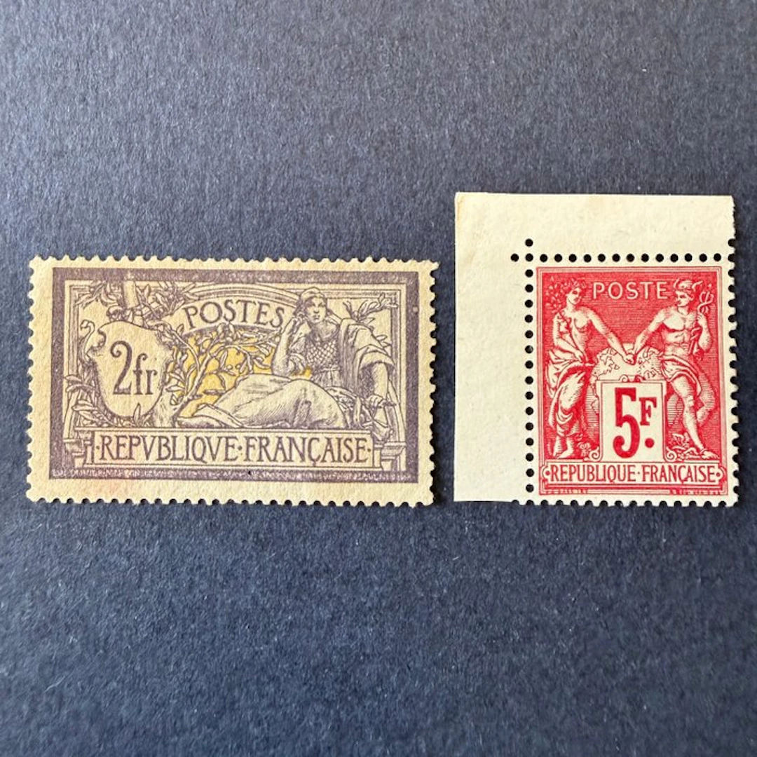 France - Yvert 122 and 216 "Merson et Sage 5fr" mint. High value.