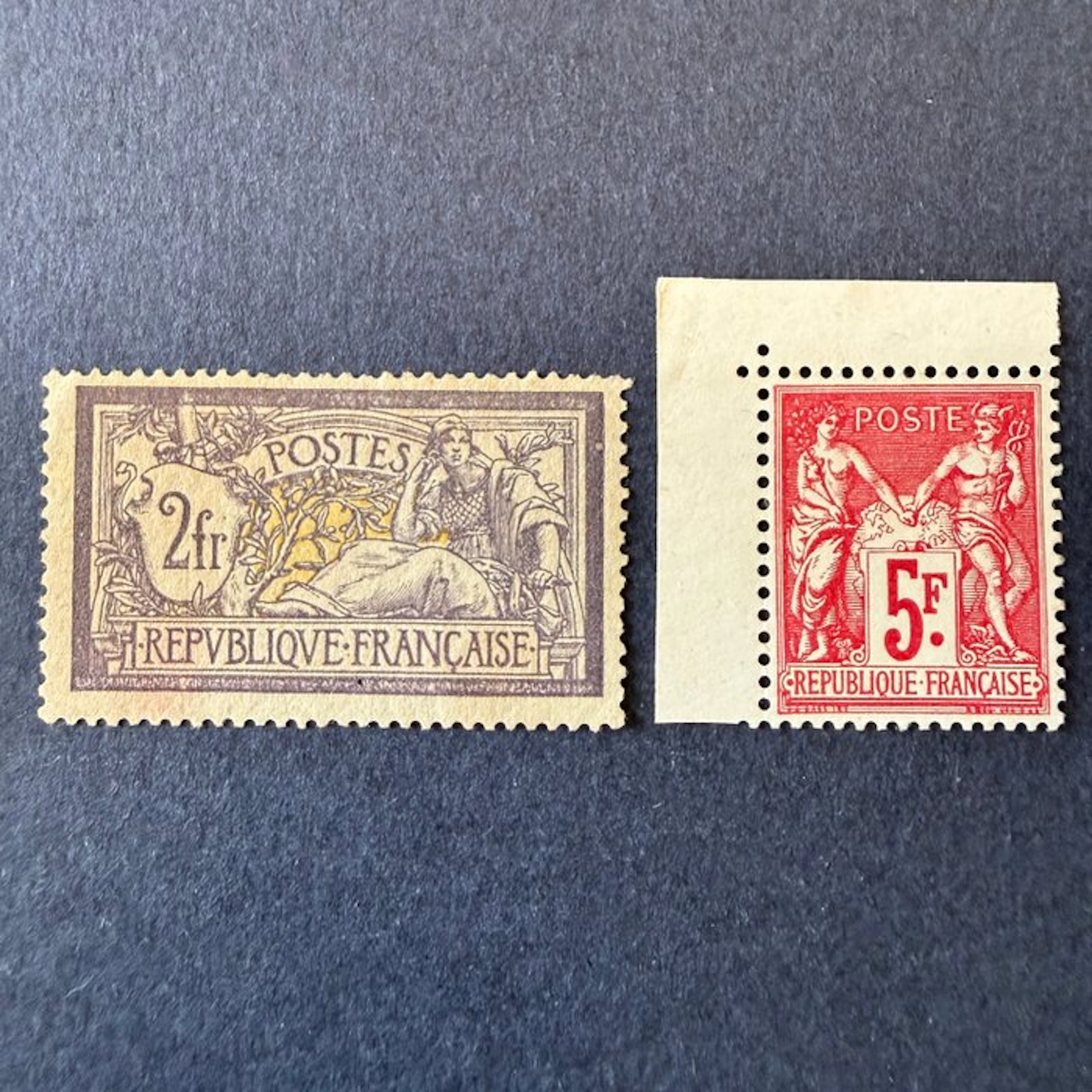 France - Yvert 122 and 216 "Merson et Sage 5fr" mint. High value.