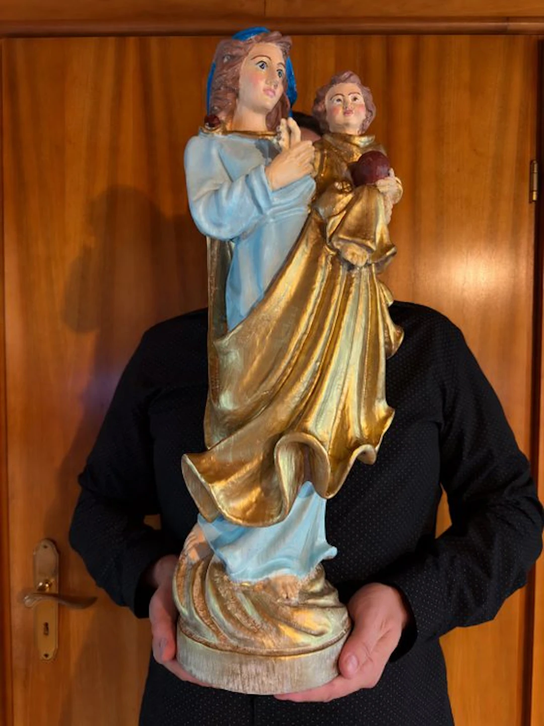 Sculpture, Märchenhafte Madonna mit Kind - 60 cm - Polychrome wood - 1970
