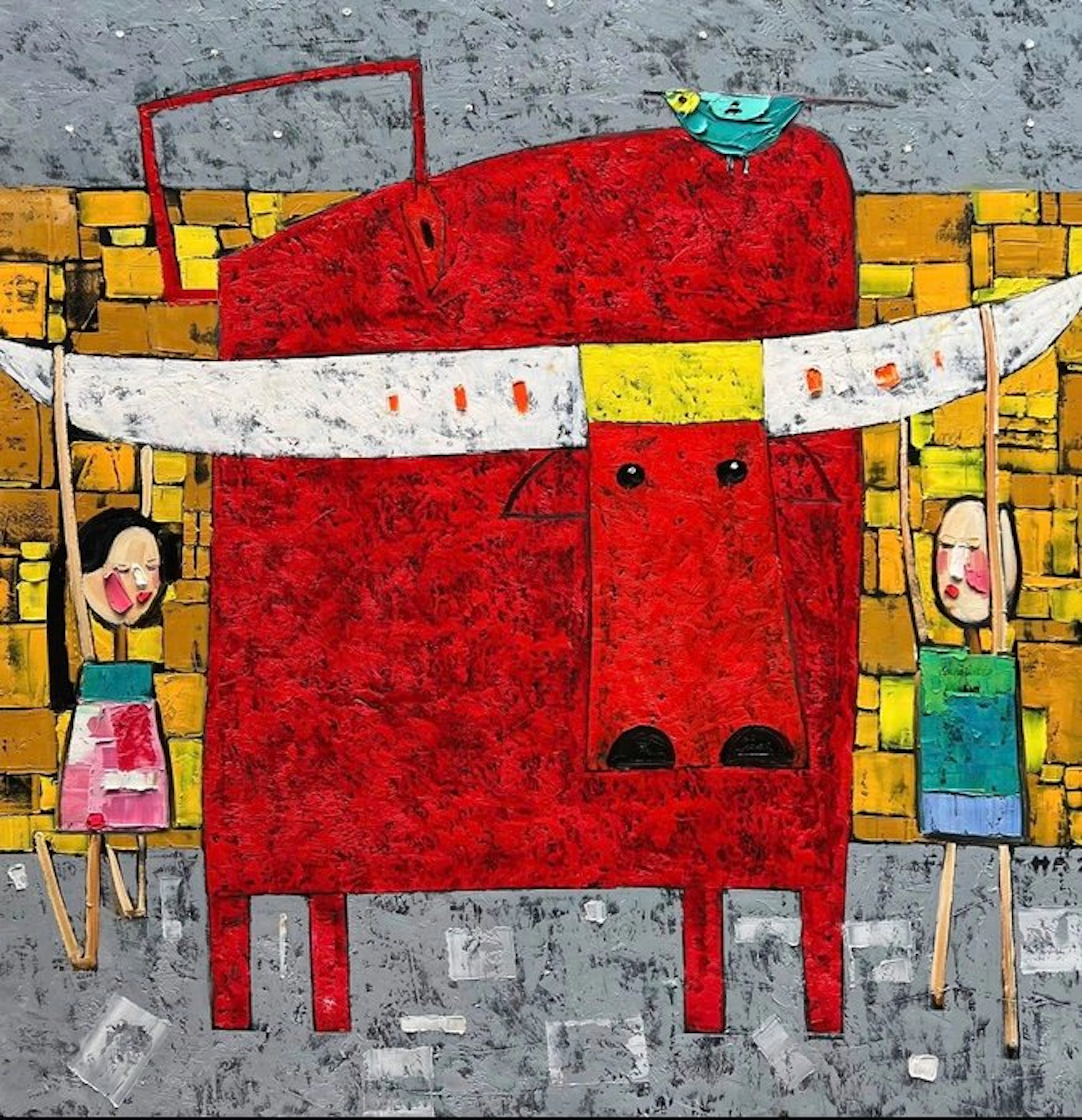 Hoang Anh - Les Gardiens du Taureau Rouge ↑120 →120 cm