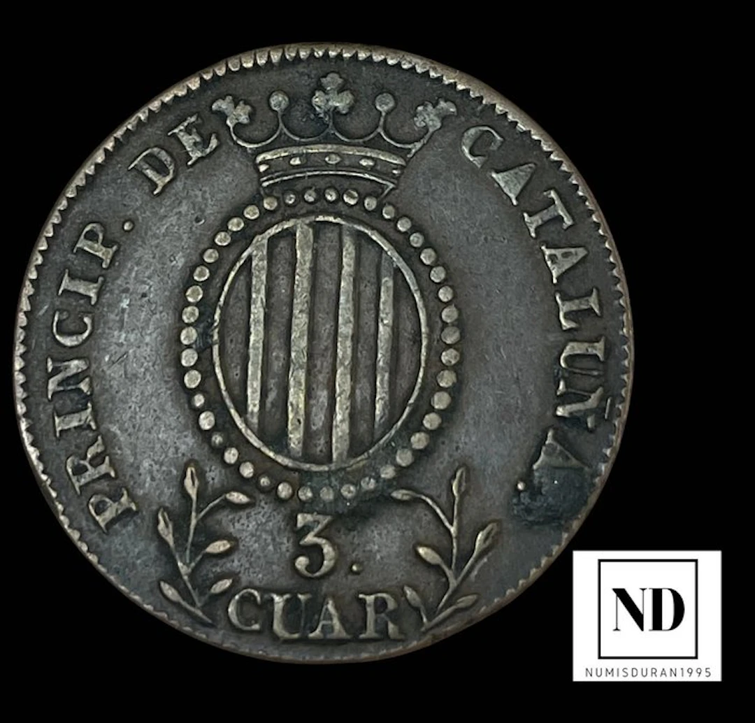 Spain. Isabel II. 3 Cuartos 1843 - Barcelona (No reserve price)
