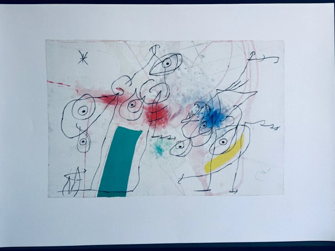 Joan Miro (1893-1983) - Femme et oiseau dans la nuit - 1975