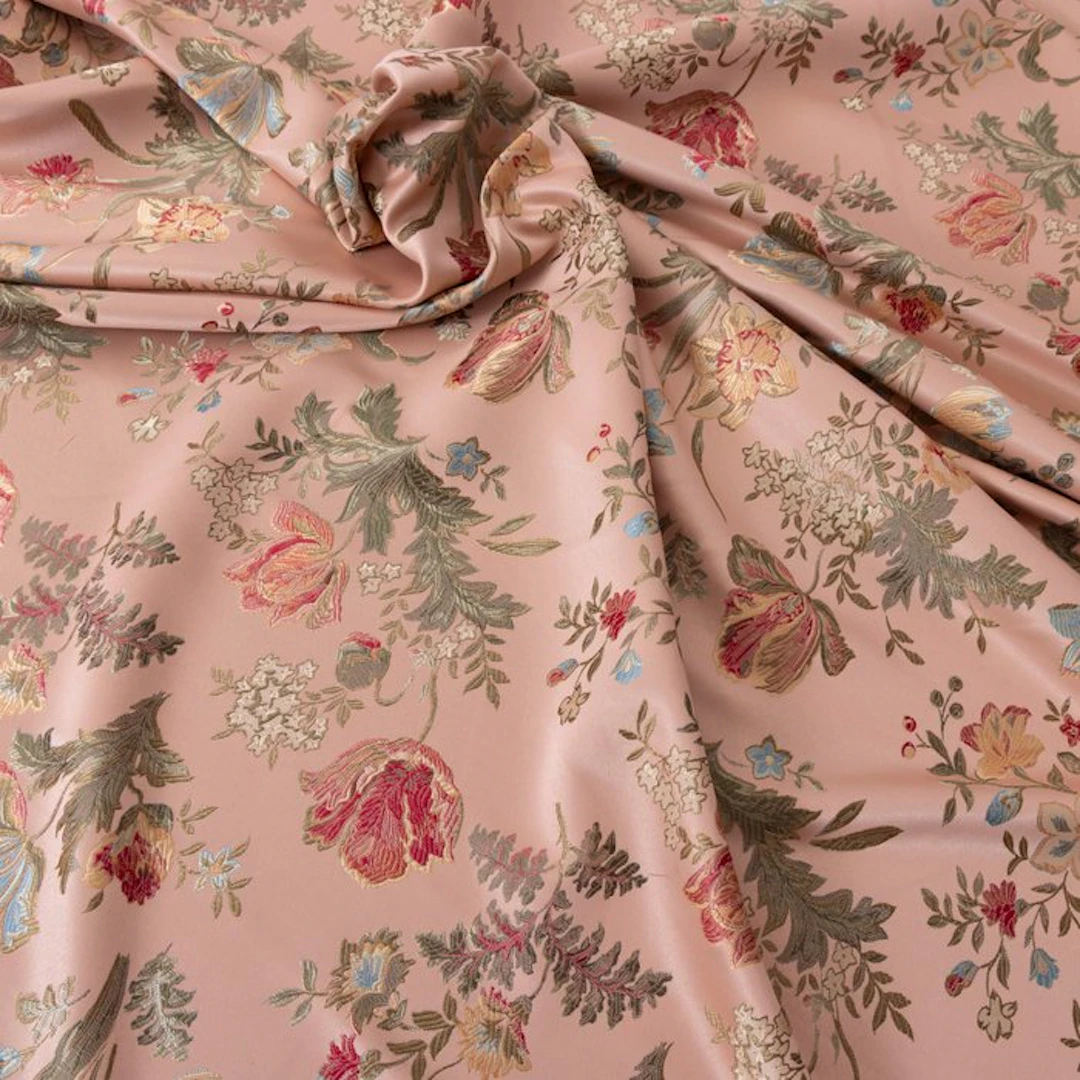 BA005 - Brocaded Fabric (Lampasso) Italian - Old Rose...