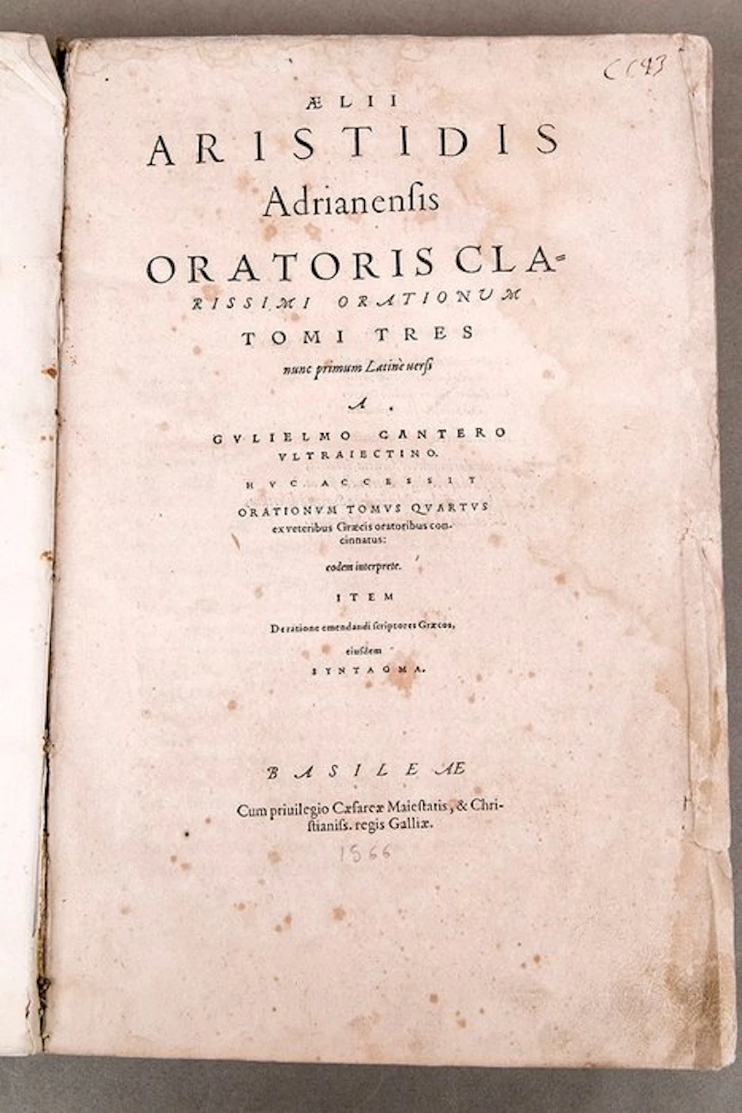 Elio Arístides - Aristidis Adrianensis Oratoris - 1566