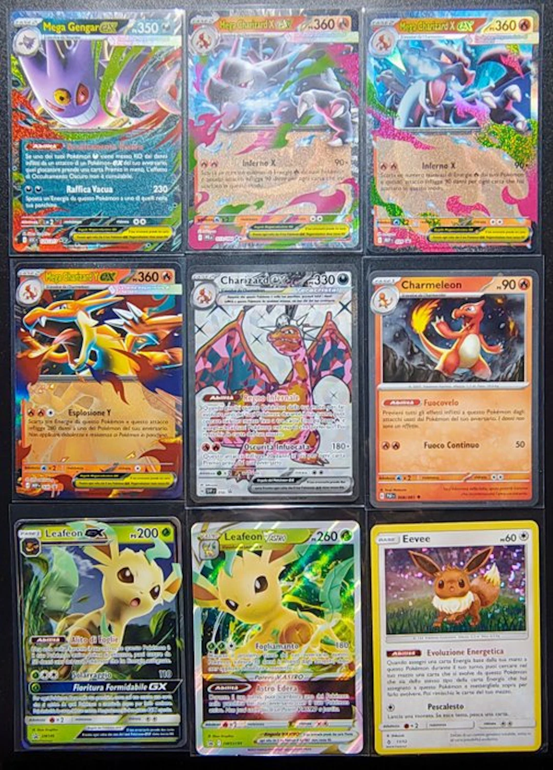 Pokémon - 9 Card - 4x Charizard - Charmeleon - Gengar - Eevee - 2x