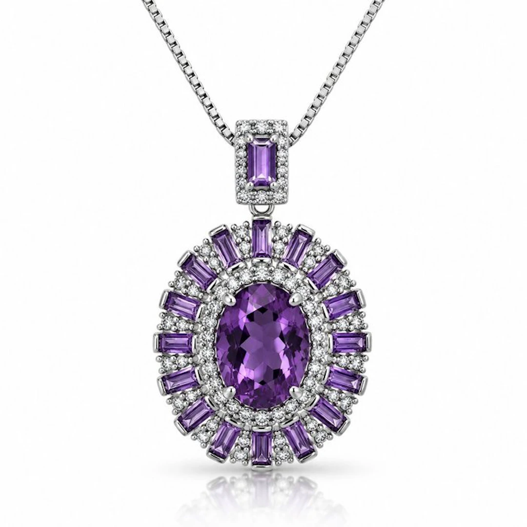 No reserve price - Necklace Gold-plated Amethyst - Topaz - 18K Gold Plated
