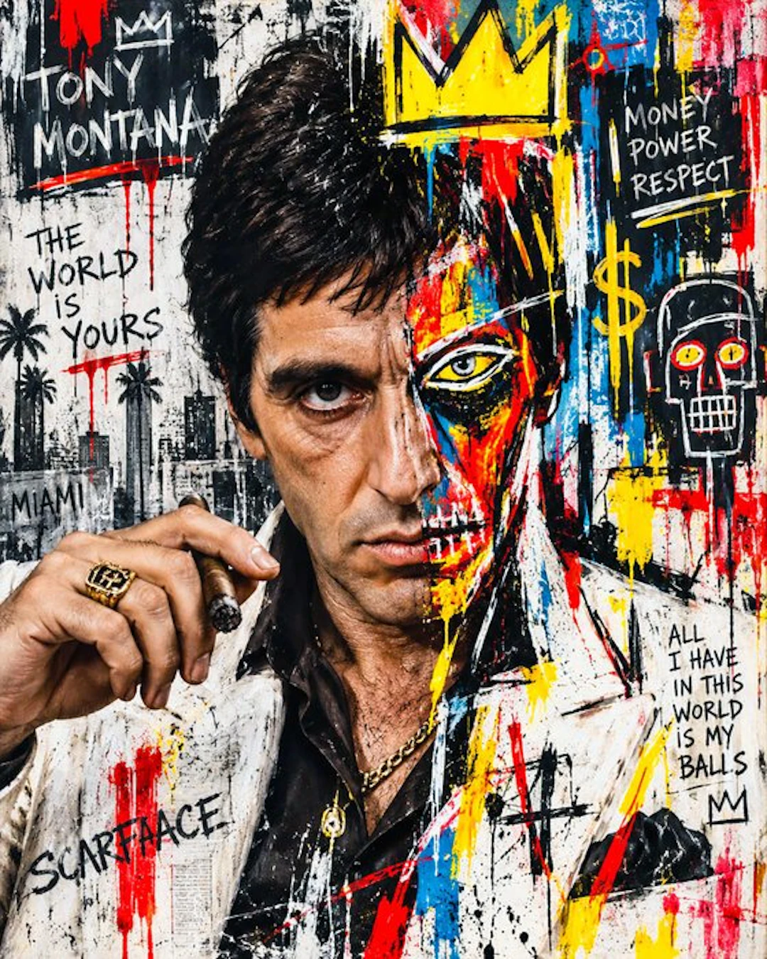 Scarface - Tony Montana con stile artistico Basquiat - 2/7 - Artbox