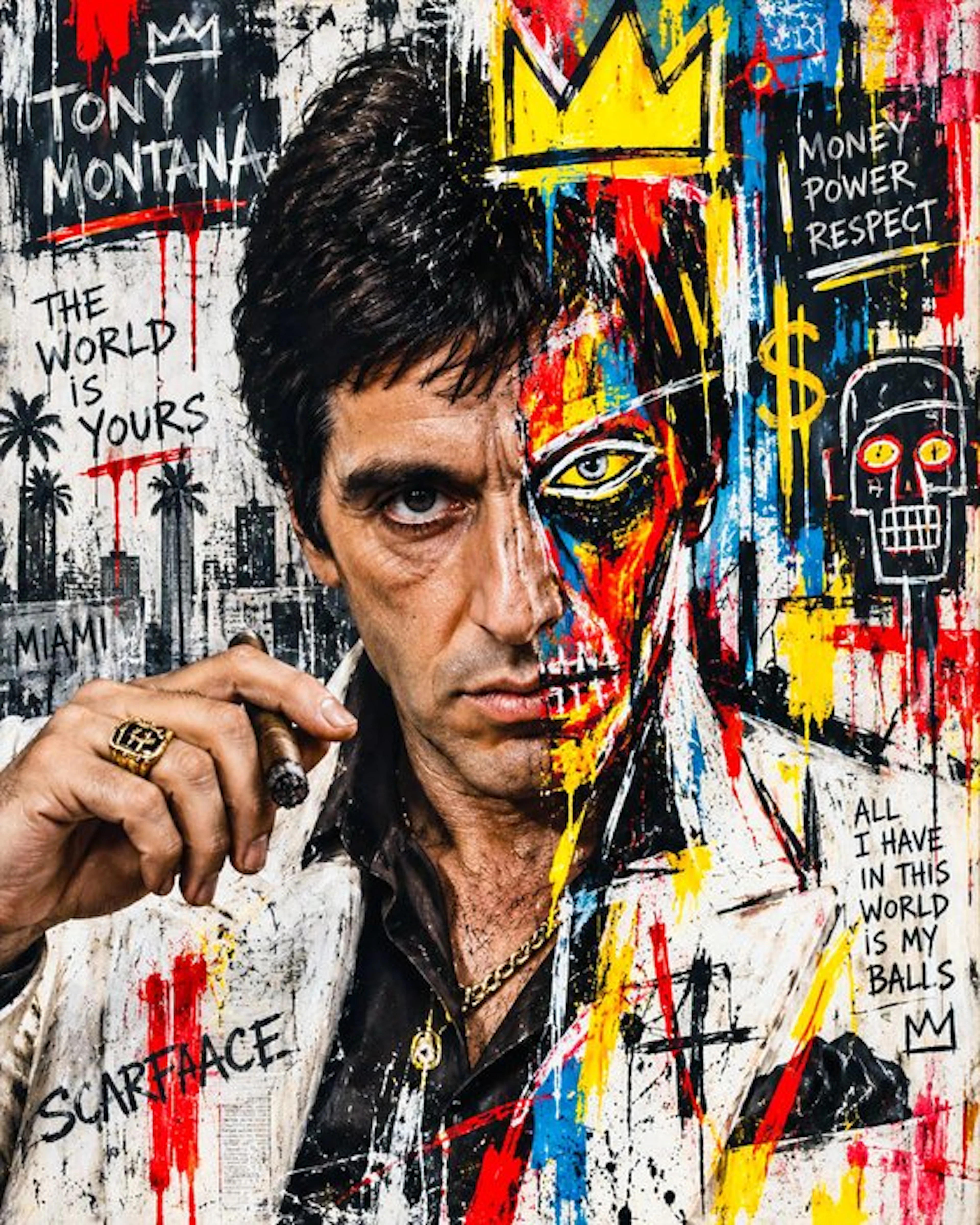 Scarface - Tony Montana con stile artistico Basquiat - 2/7 - Artbox