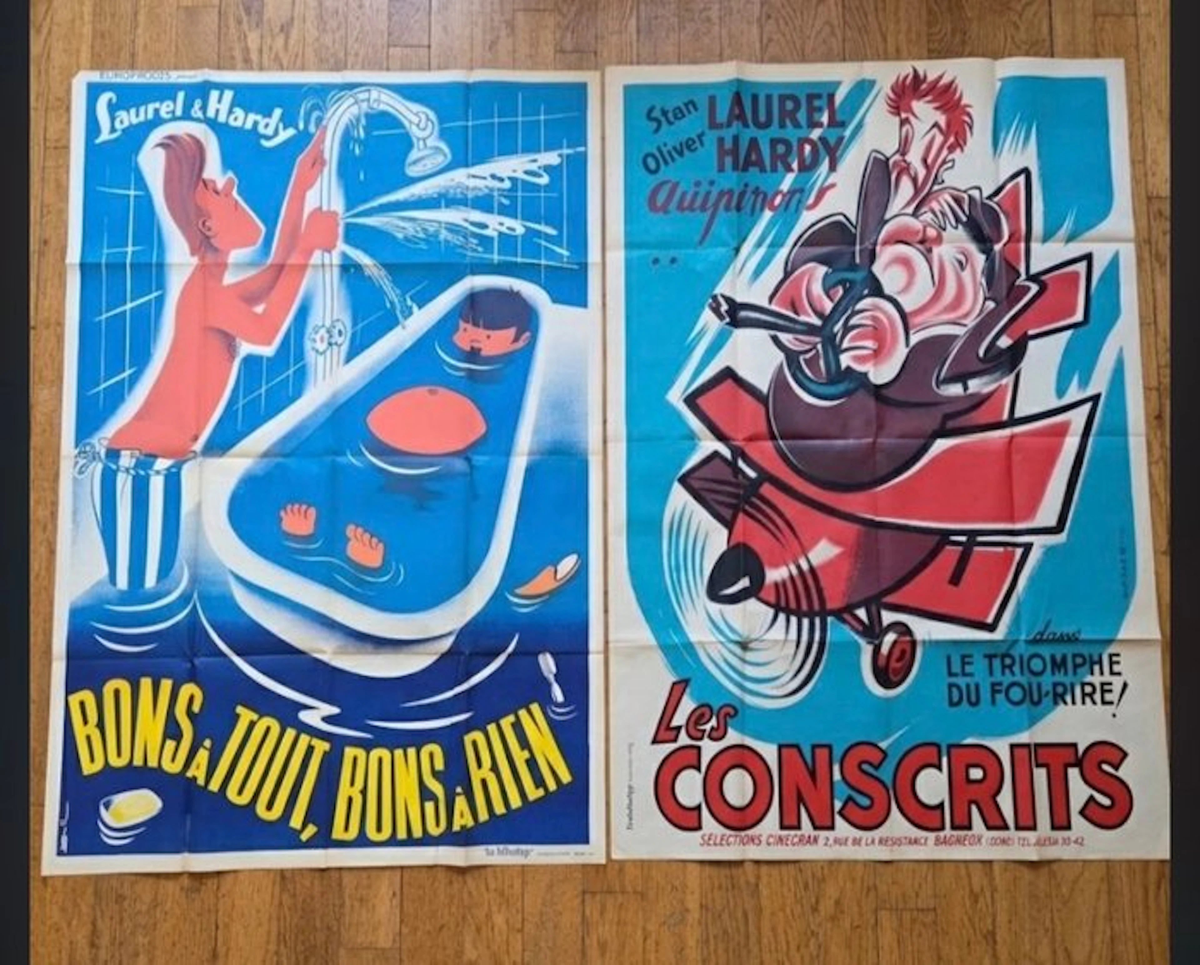 La Lithotyp - Deux affiches Laurel & Hardy - 1950s