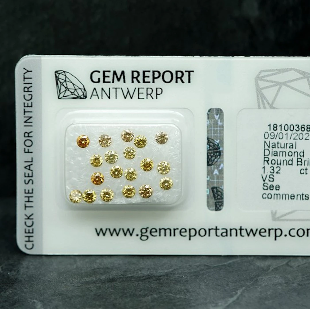 19 pcs Diamond (Natural coloured) - 1.32 ct - Round...
