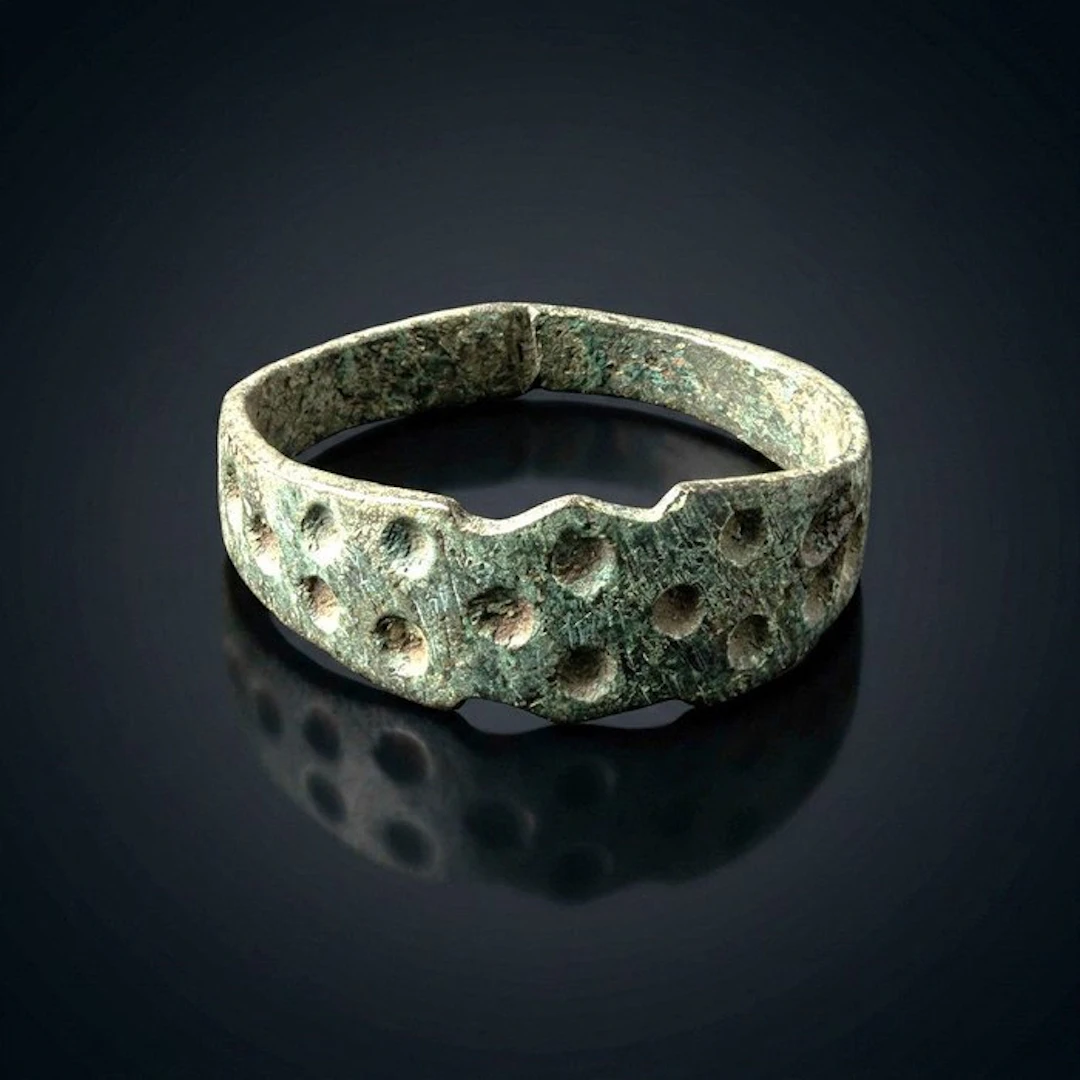 Viking Era Bronze Viking Age Bronze Ring with Mysterious...