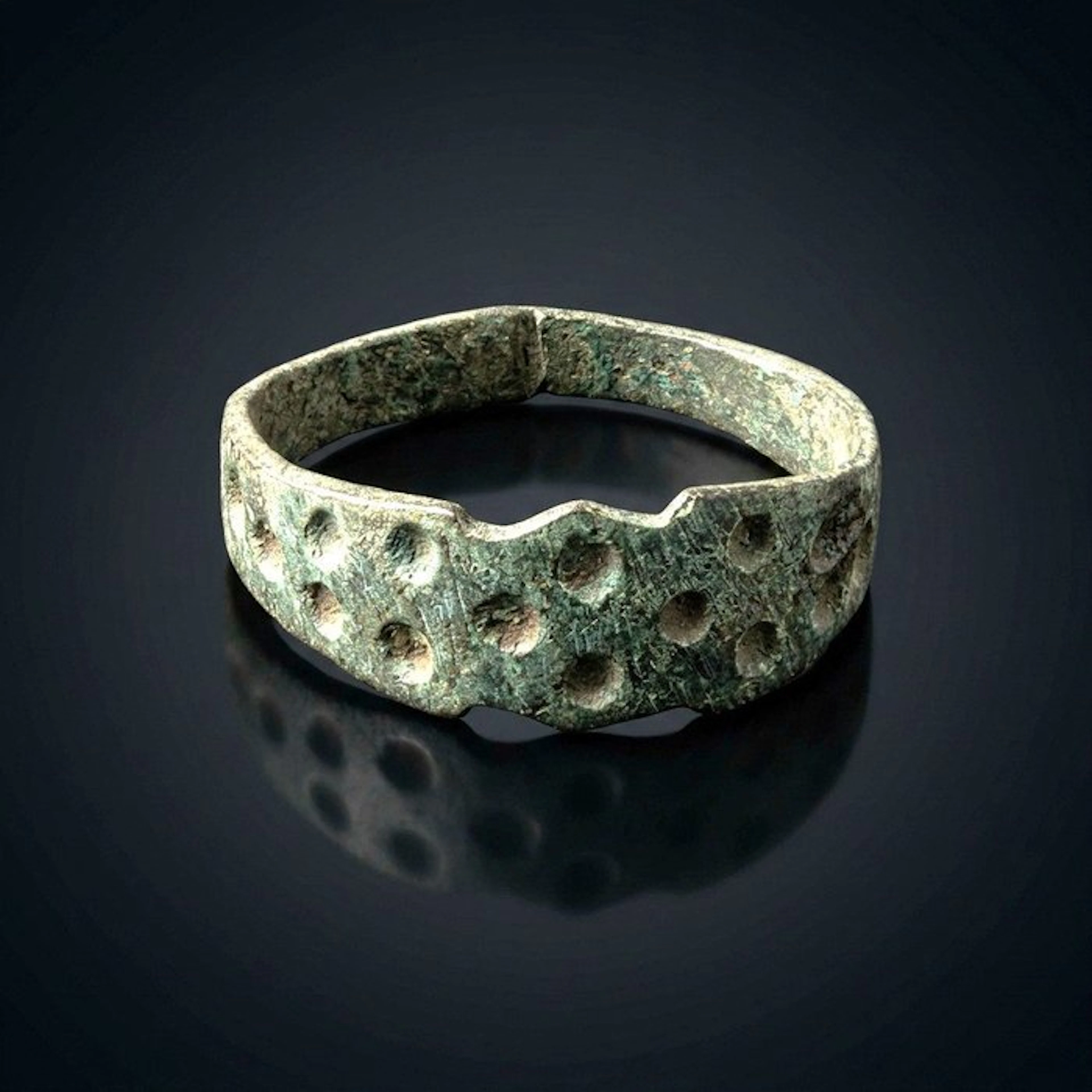 Viking Era Bronze Viking Age Bronze Ring with Mysterious...