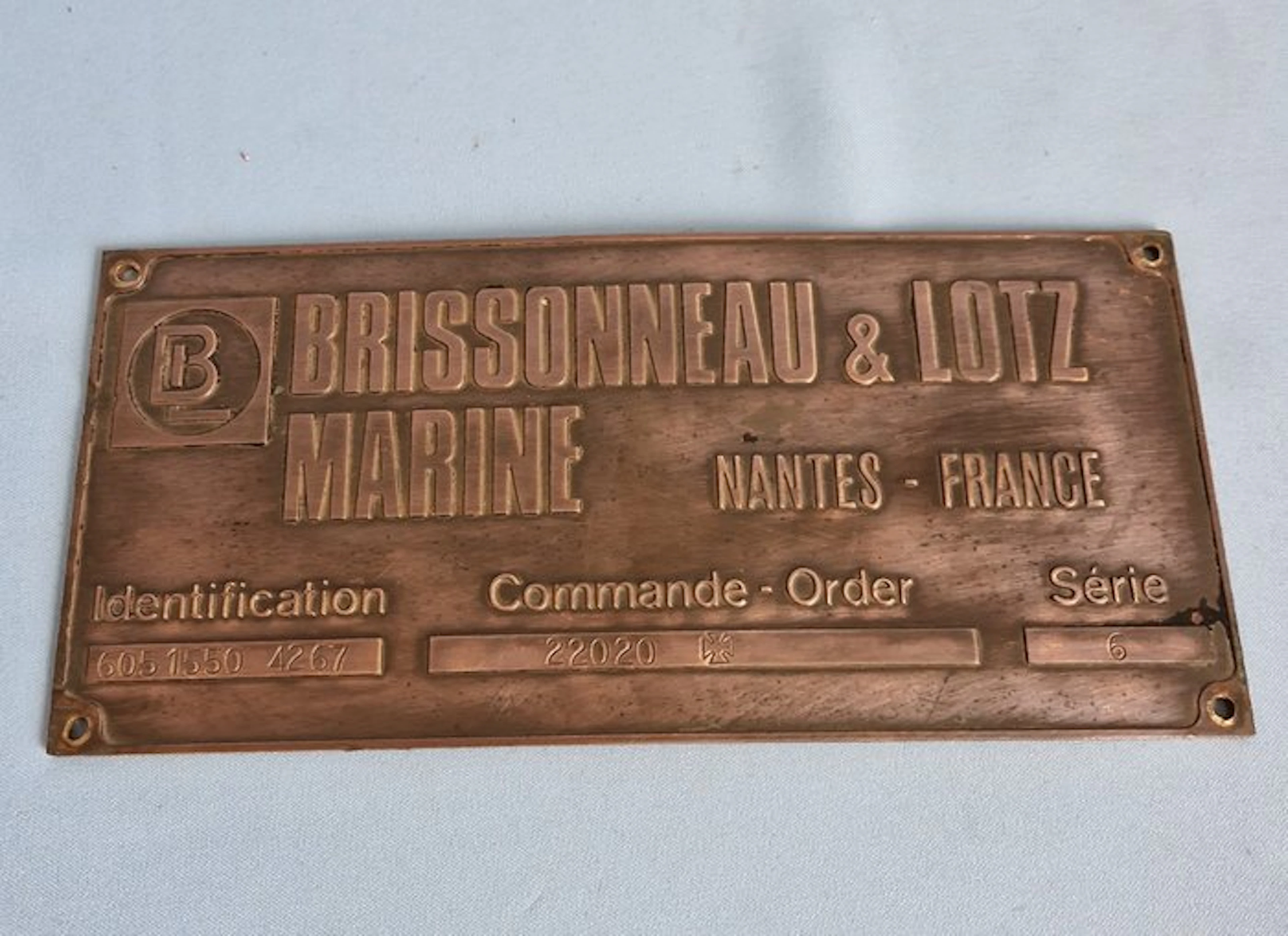 Maritime plate - Brissonneau & Lotz Marine (Nantes - France) - Brass