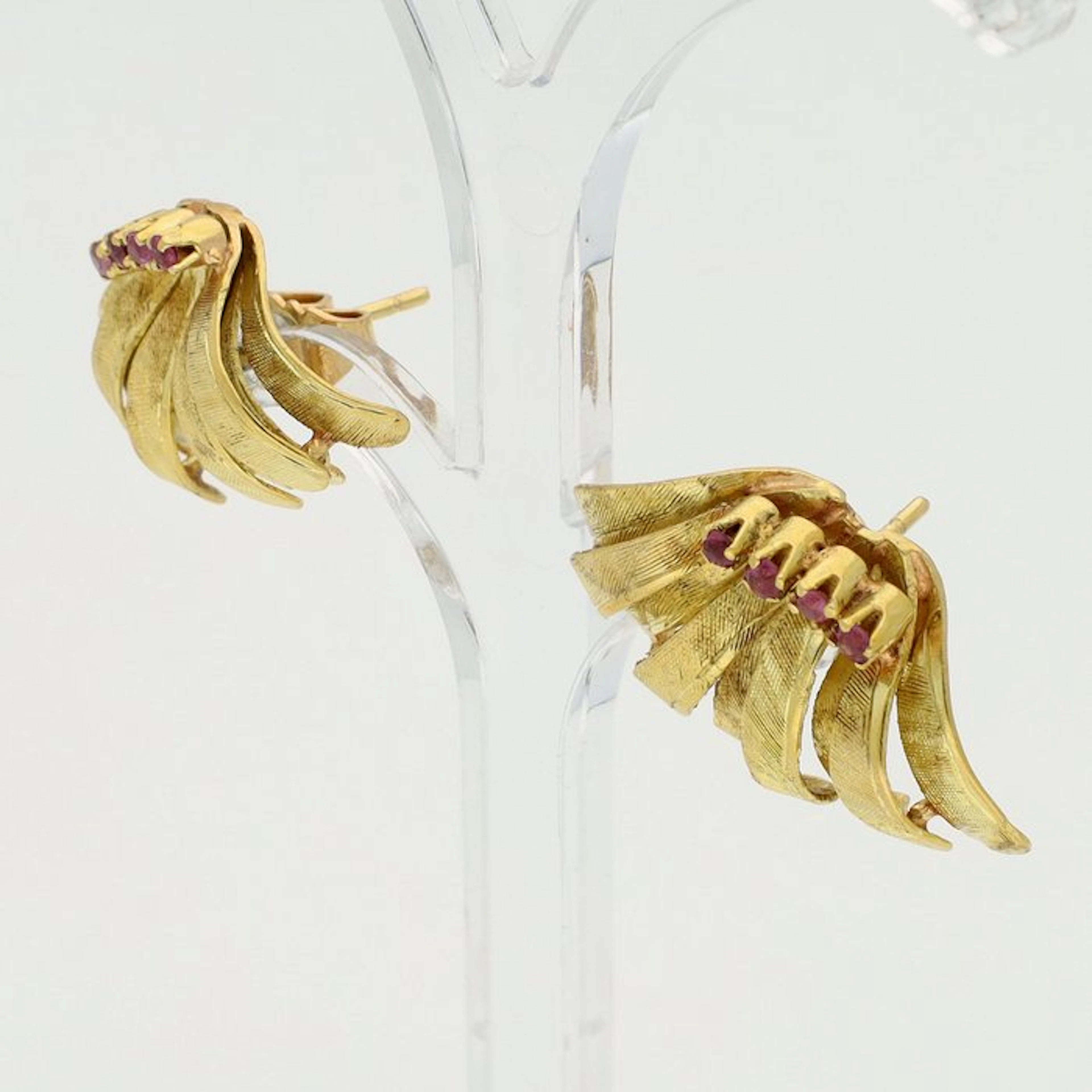 Earrings - 18 kt. Yellow gold - Ruby