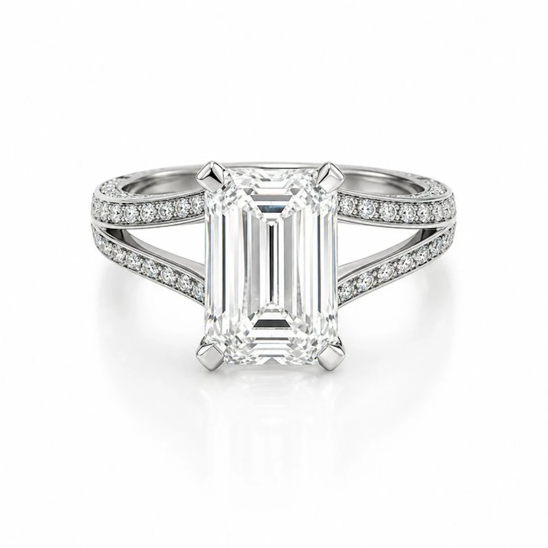 Ring - 18 kt. White gold - 6.04ct. tw. Diamond (Lab-grown) - Diamond