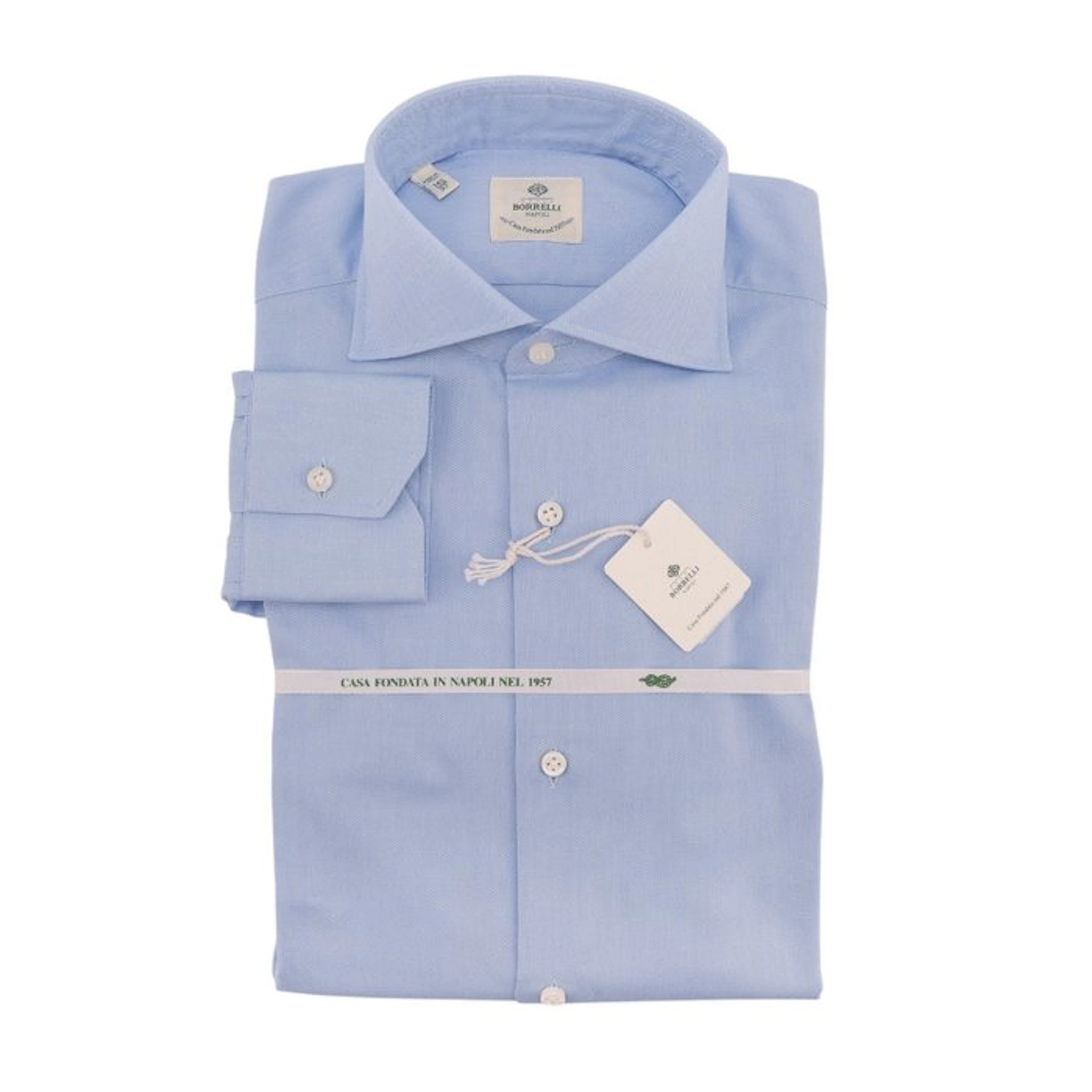 LUIGI BORRELLI NAPOLI - Size 14.5 - 37 (S) - Shirt Blue...
