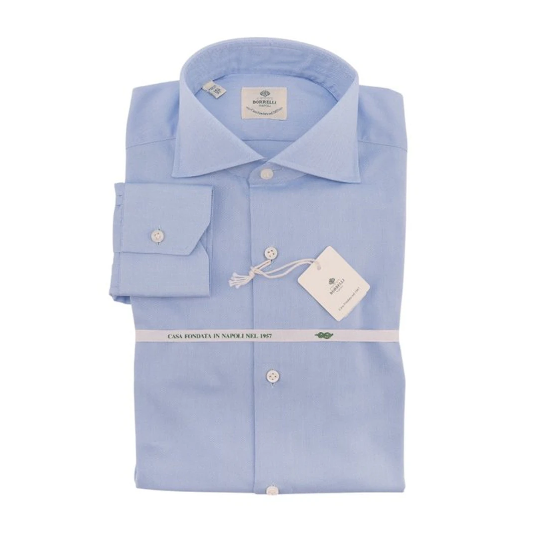 LUIGI BORRELLI NAPOLI - Size 14.5 - 37 (S) - Shirt Blue...