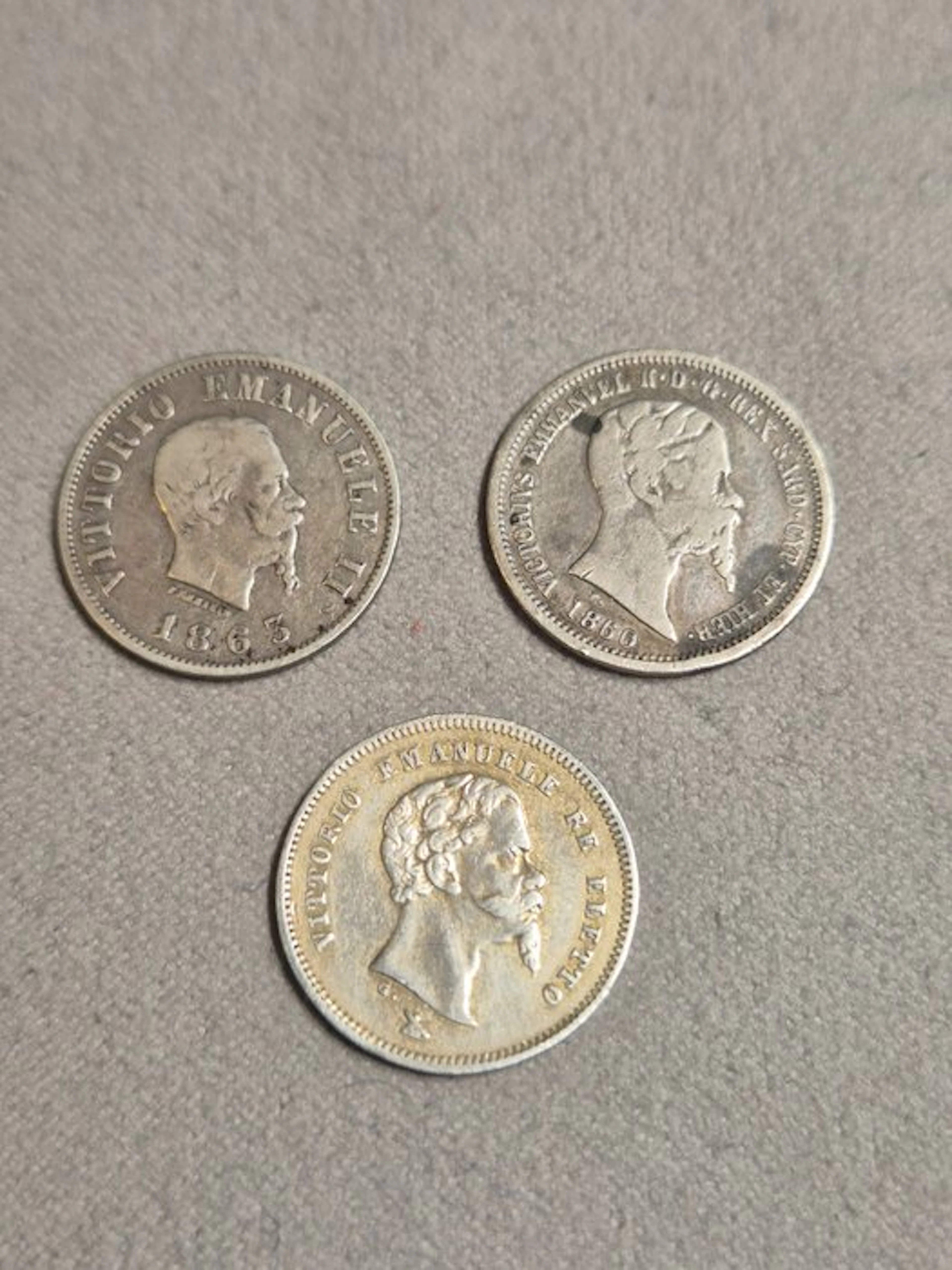 Italy. Lotto 3 monete da 50 centesimi 1860 Firenze Re...