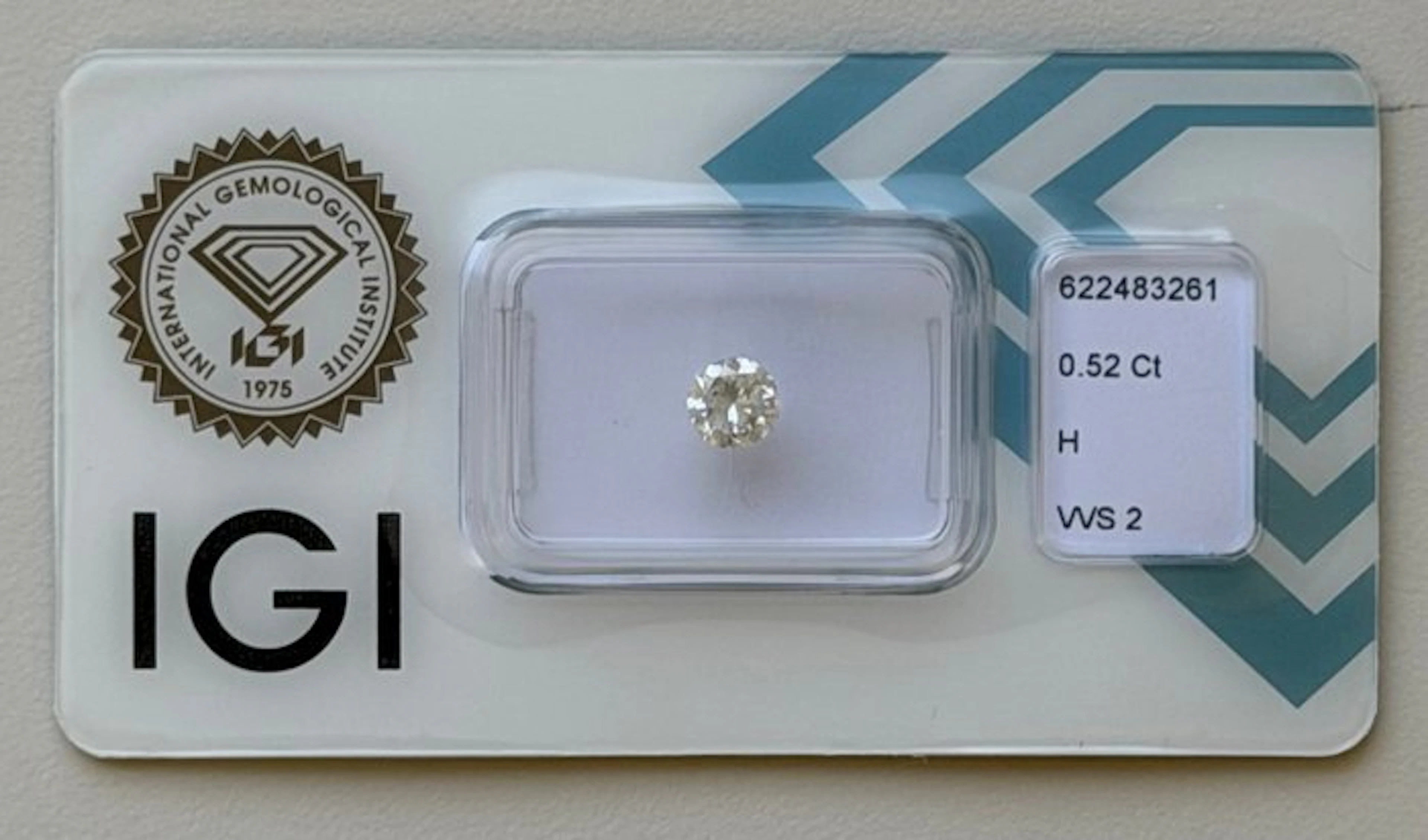 1 pcs Diamond (Natural) - 0.52 ct - Round - H - VVS2...