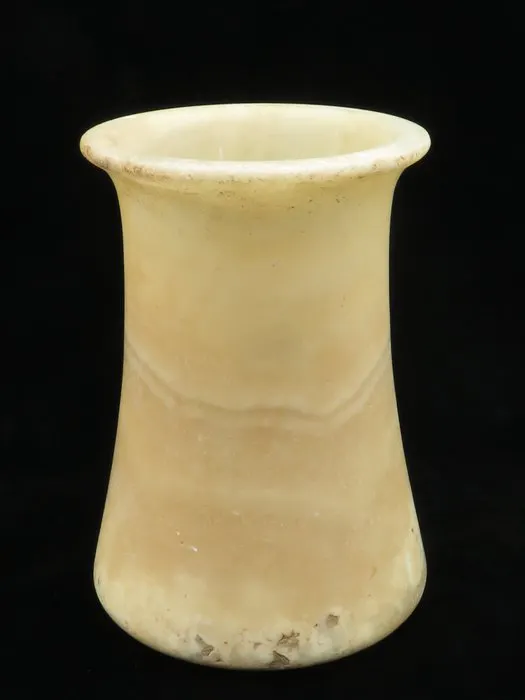 Ancient Egyptian Calcite-travertine Ritual Vase - 17.5 cm