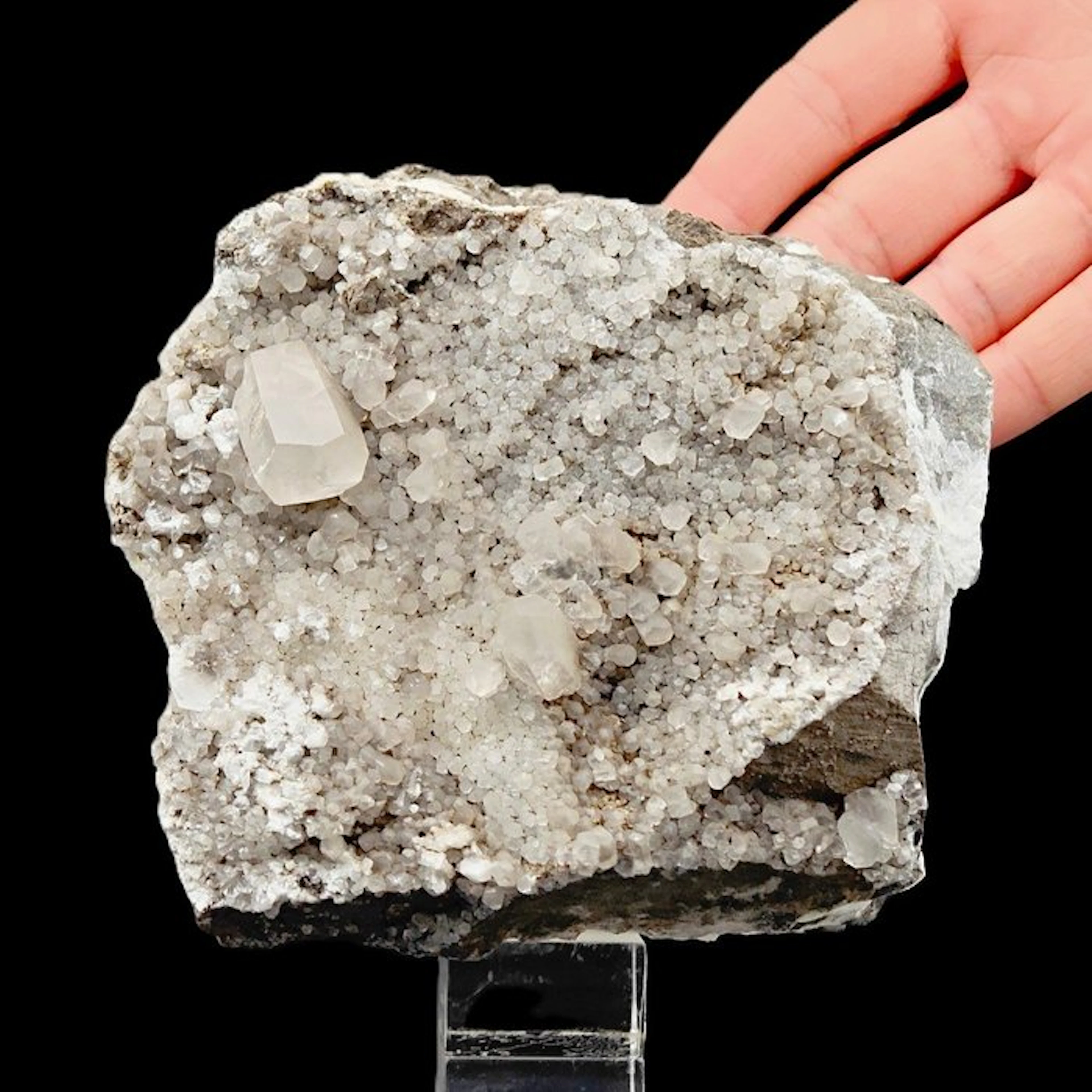 Coarse pink-fluorescent calcite and red-fluorescent...
