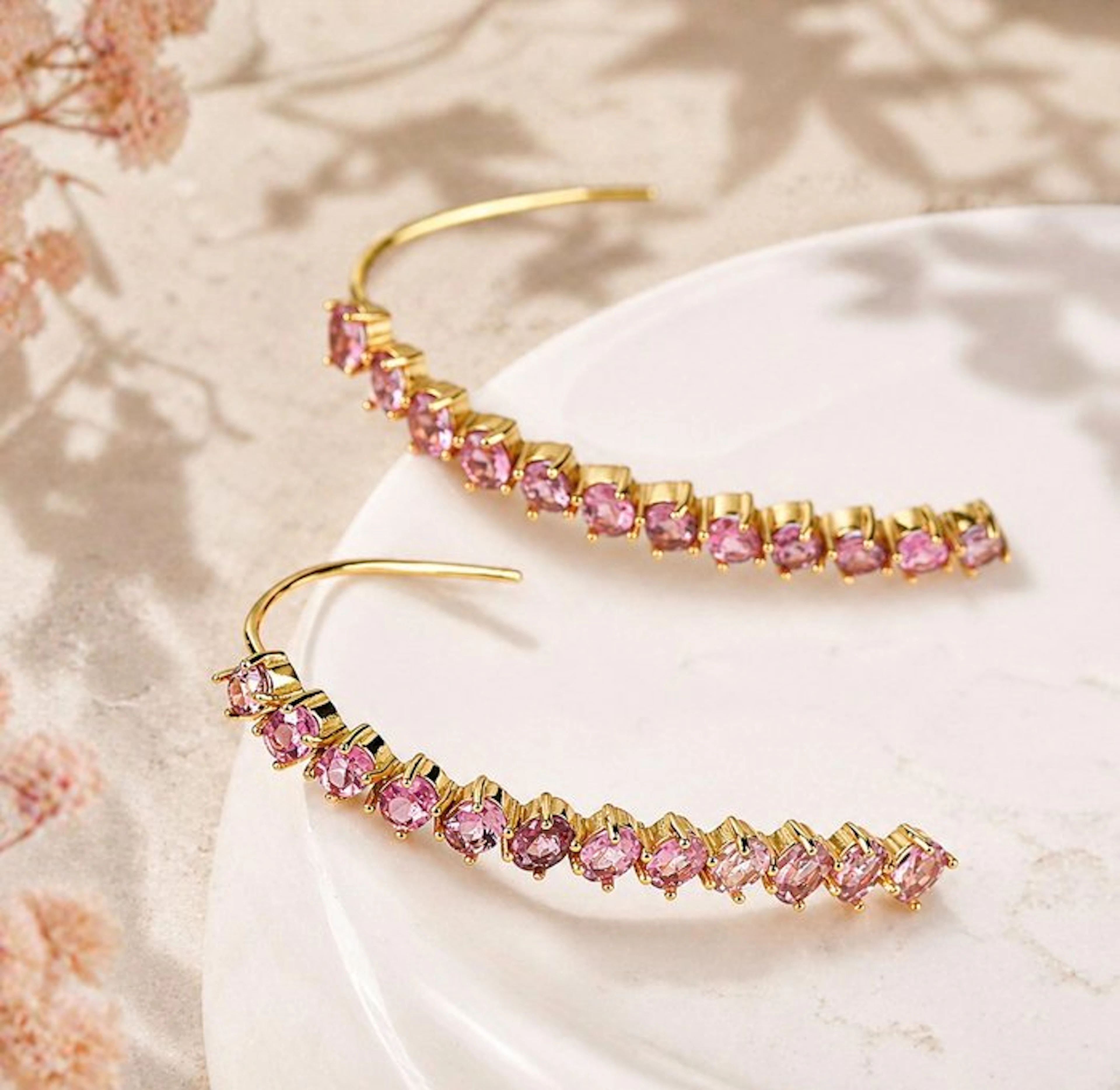 No reserve price - Earrings Silver - Tourmaline - Certified