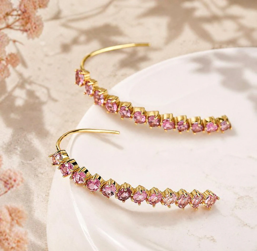 No reserve price - Earrings Silver - Tourmaline - Certified