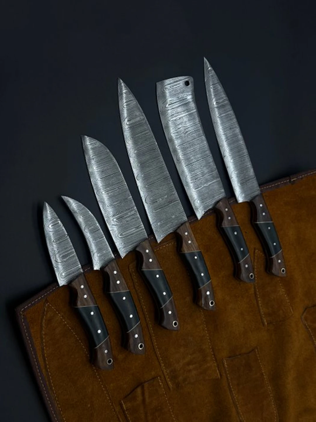 Japanese Style Kitchen Knife SET With Leather BAG...