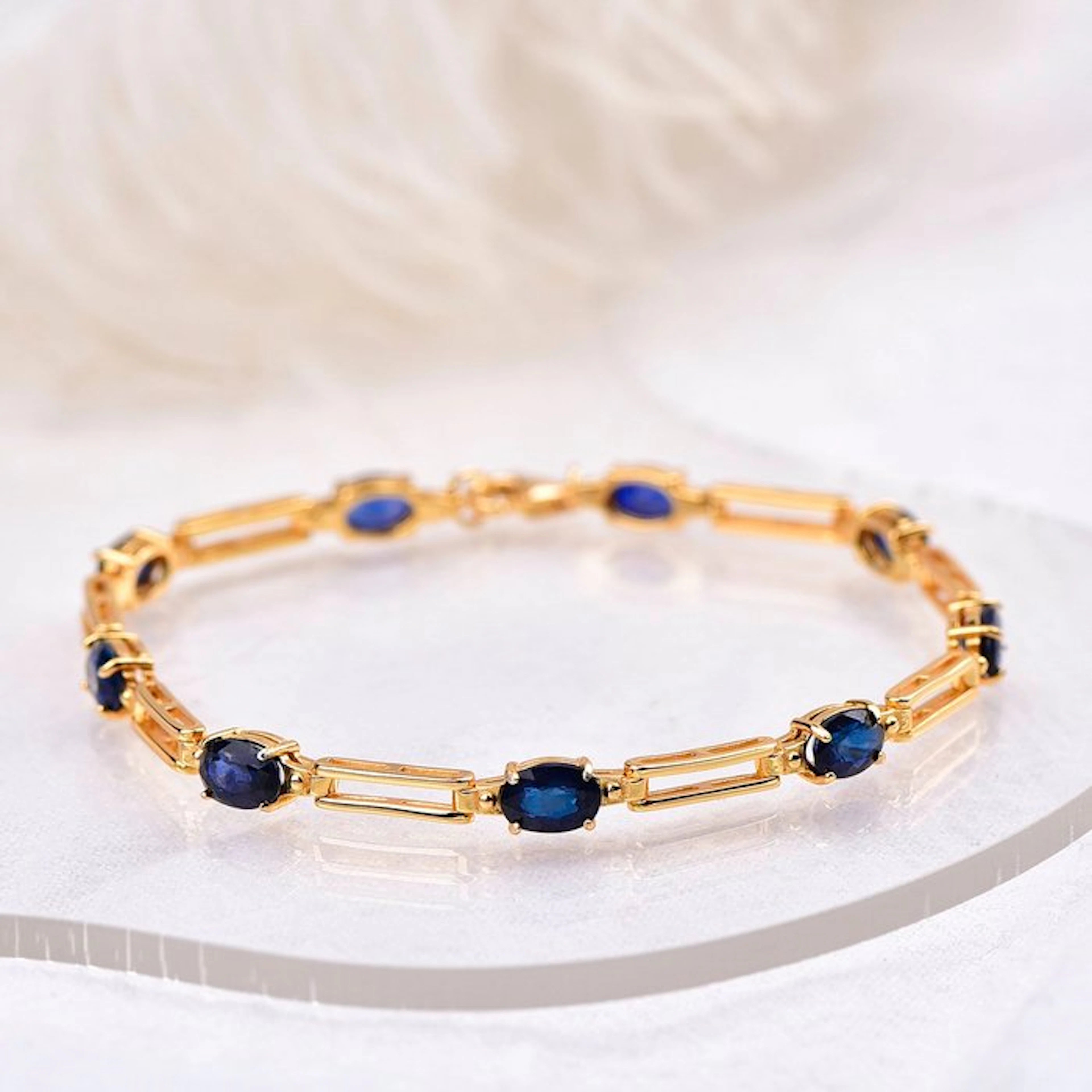No reserve price - Bracelet Silver - Sapphire - Certified