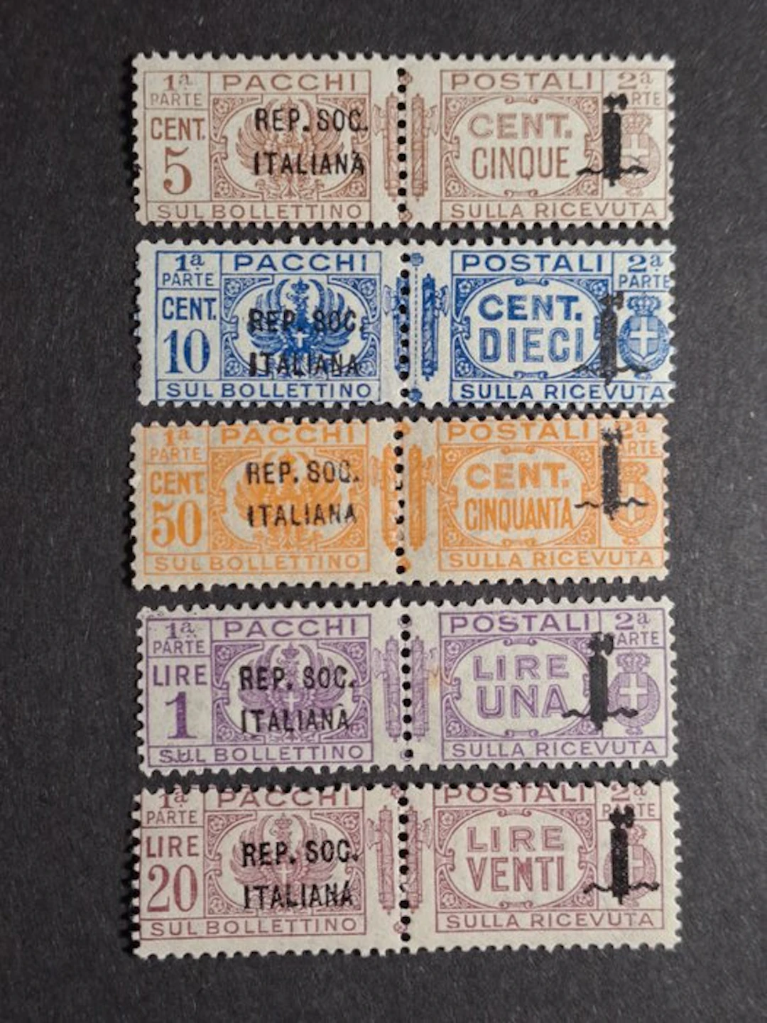 Italy Kingdom 1944 - Kingdom of Italy 1944 Parcel Post: 6 varieties