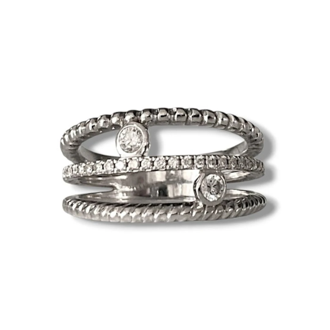 Ring - 18 kt. White gold - 0.41ct. tw. Diamond (Natural)