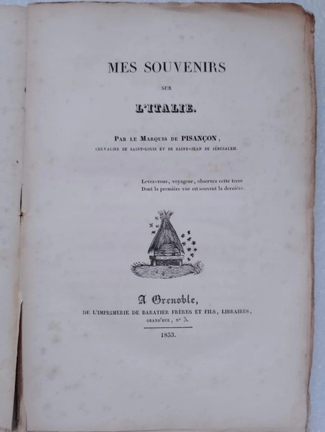 Pisançon (marquis de) - Mes souvenirs sur l'Italie - 1833