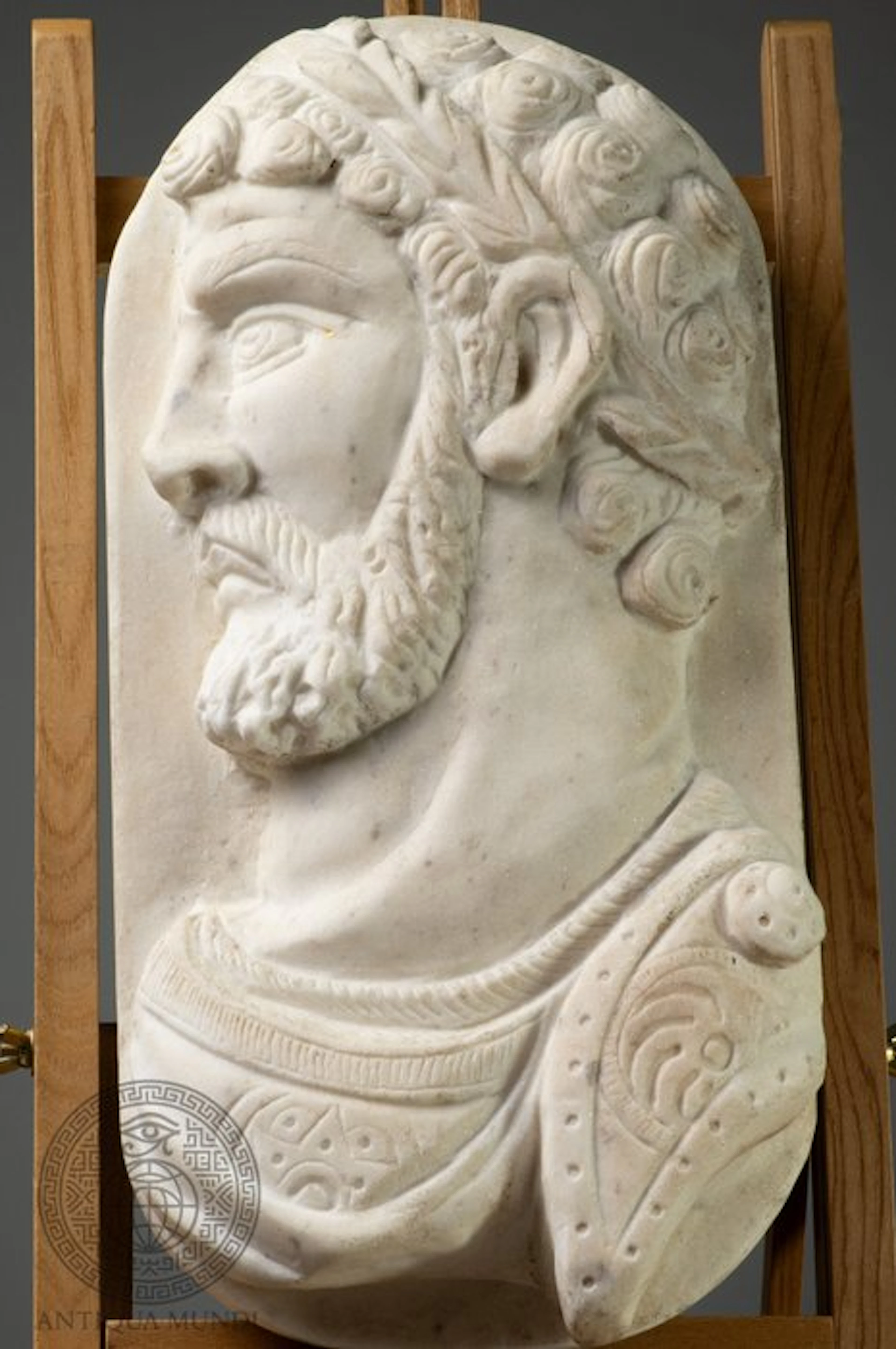 Relief, Marmor-Hochrelief eines römischen Kaisers