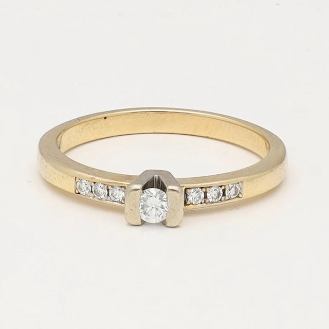 Ring - 14 kt. Yellow gold - 0.14ct. tw. Diamond (Natural) - Diamond