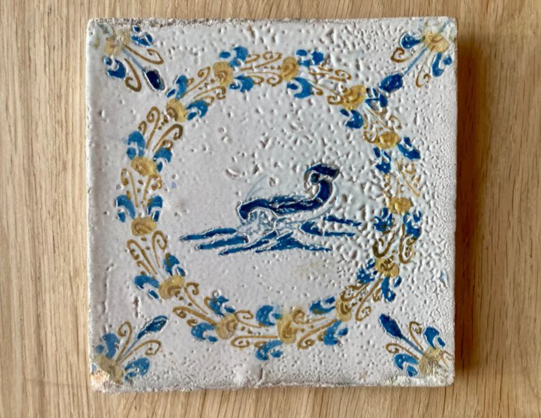Tile - 1600-1650 - Whale or sea monster