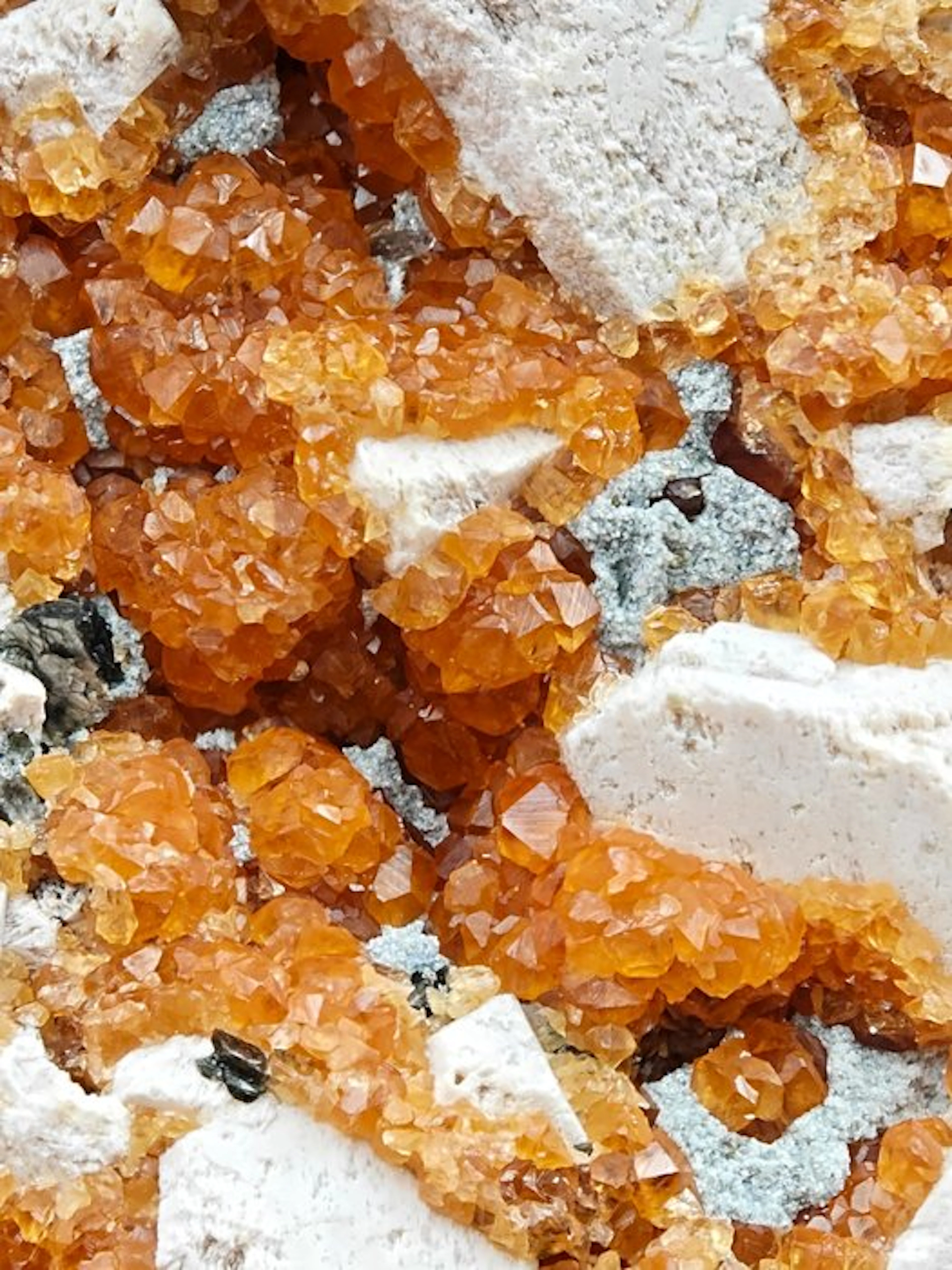 COARSE ORANGE SPESSARTINE with MICROCLINE Crystals on...