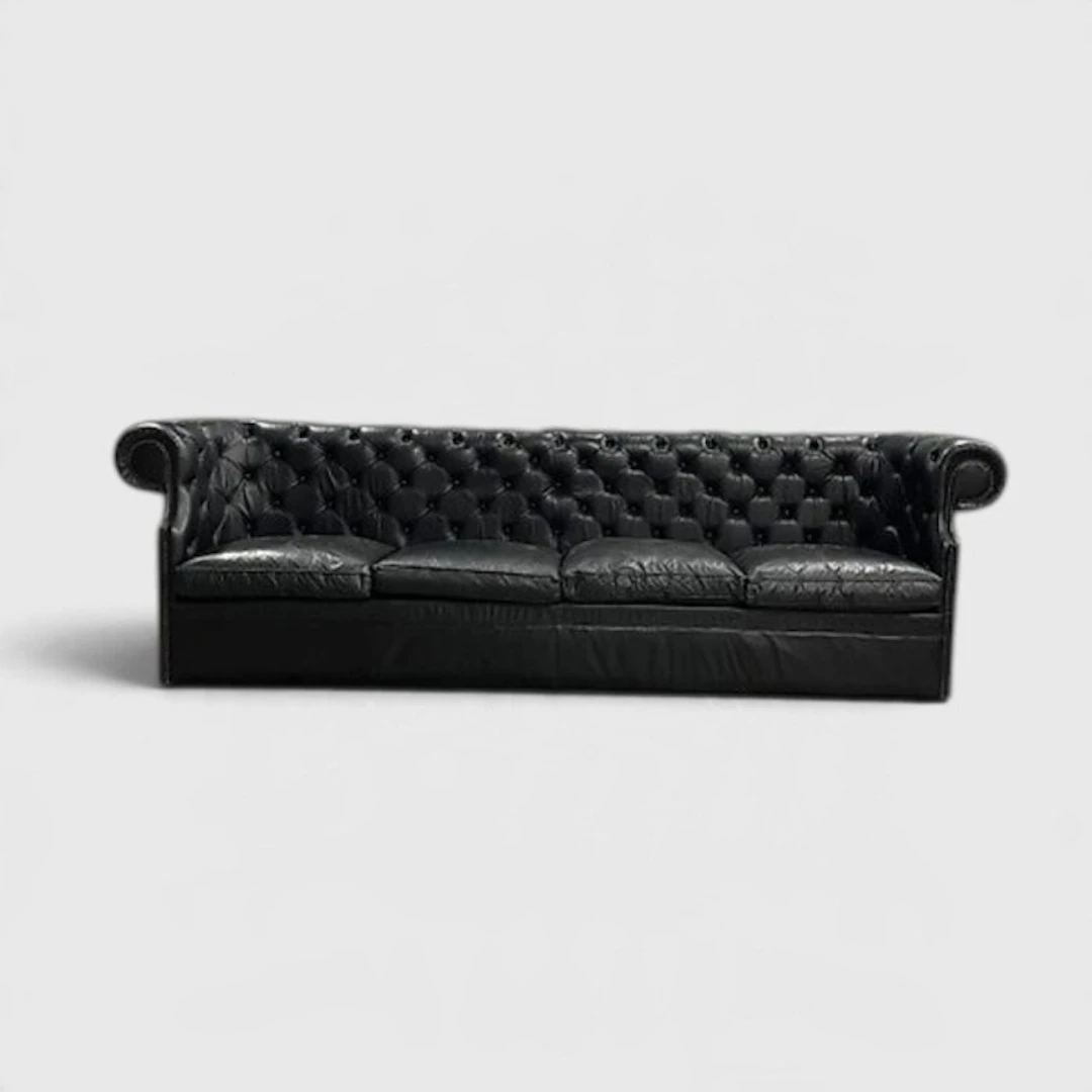 Sofa - Chesterfield style - Leather, Wood - 275 cm