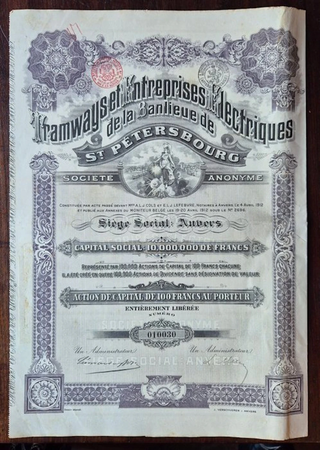 Russia. - 1912 - Tramways et Entreprises Electriques de la Banlieue de St