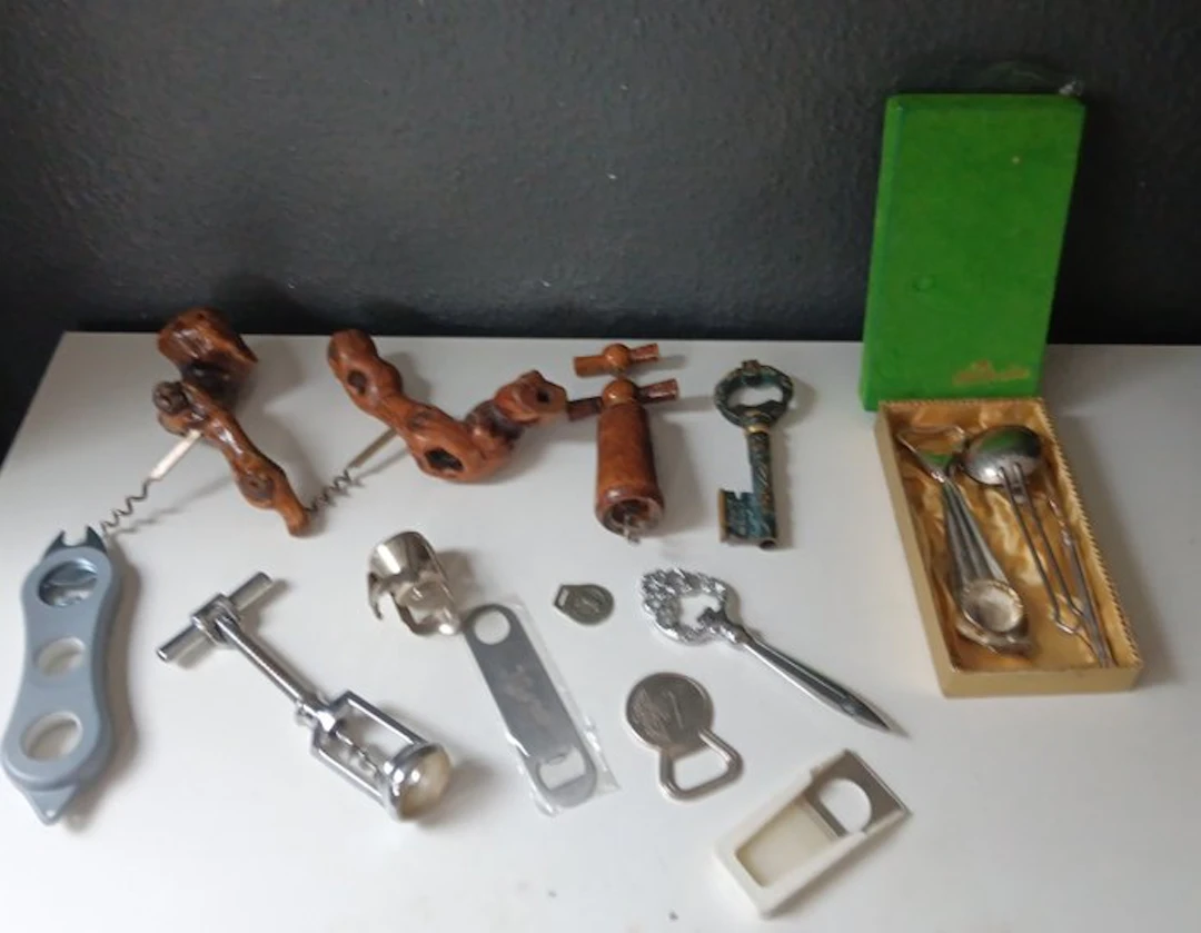 Themed collection - Vintage Collection of Wine and Bottle Opener