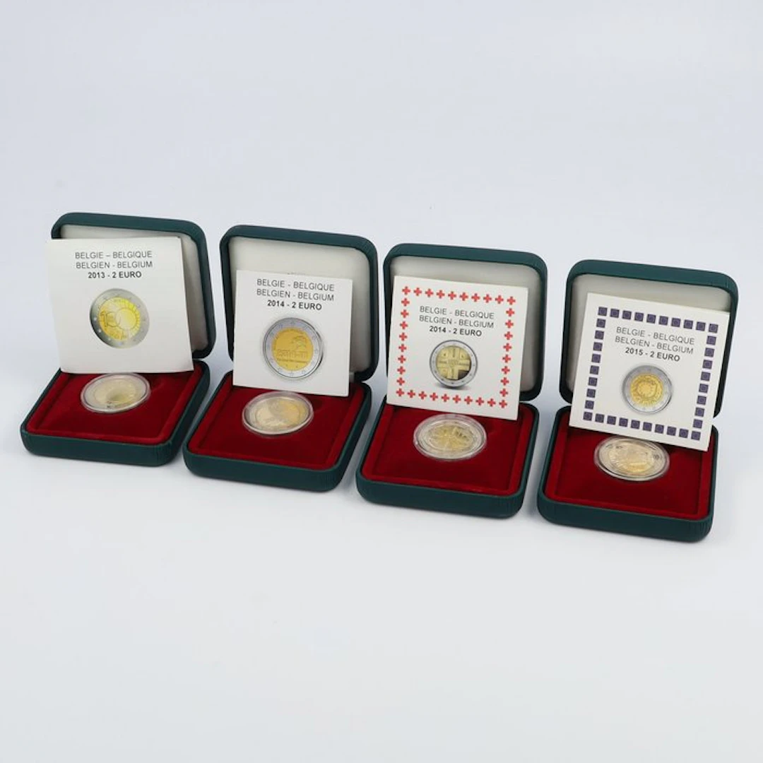 Belgium. 2 Euro 2013/2015 (4 stuks incl