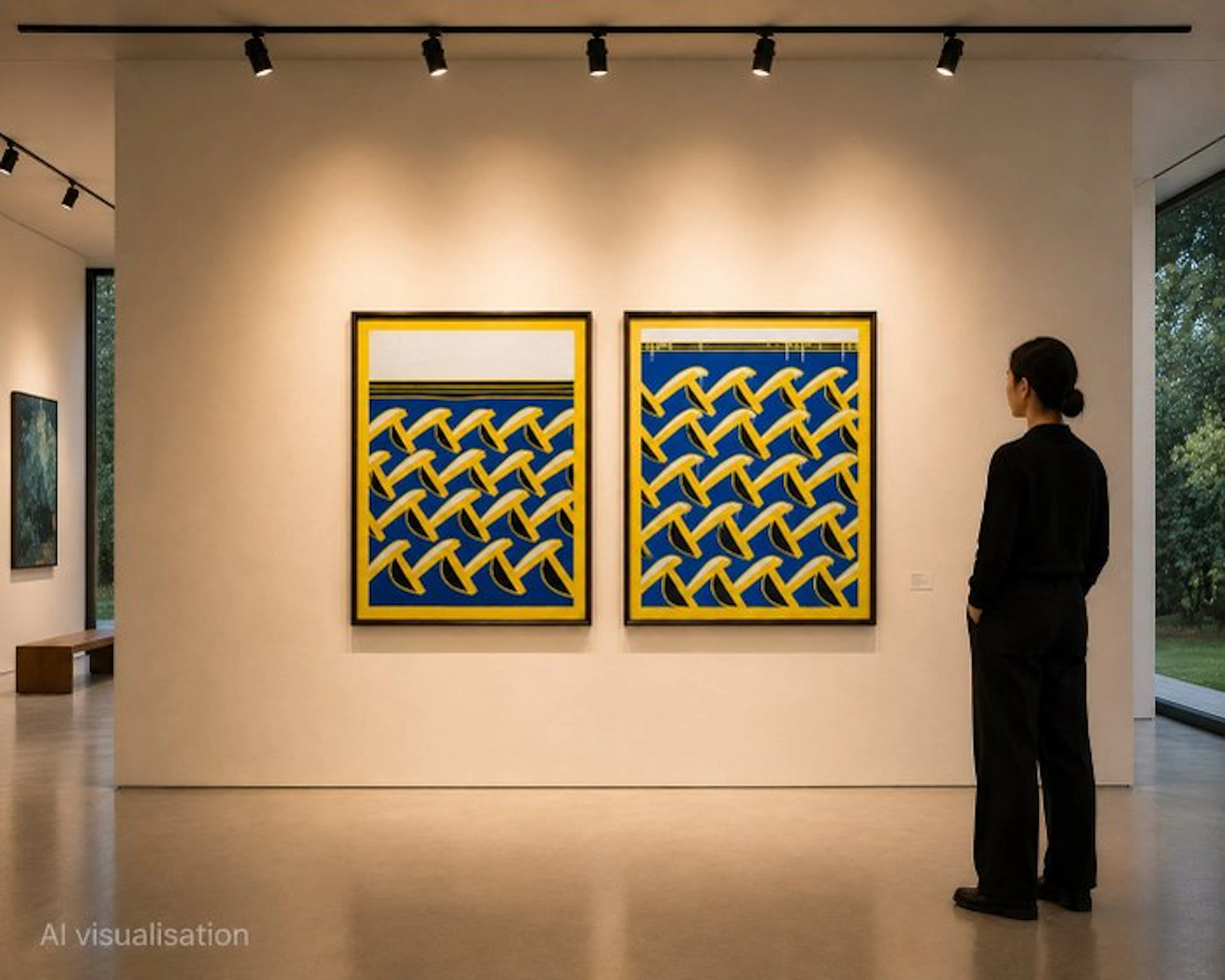 Baptiste Laurent - "Vagues noires I et II" Diptych XXL acrylic on paper, 2018