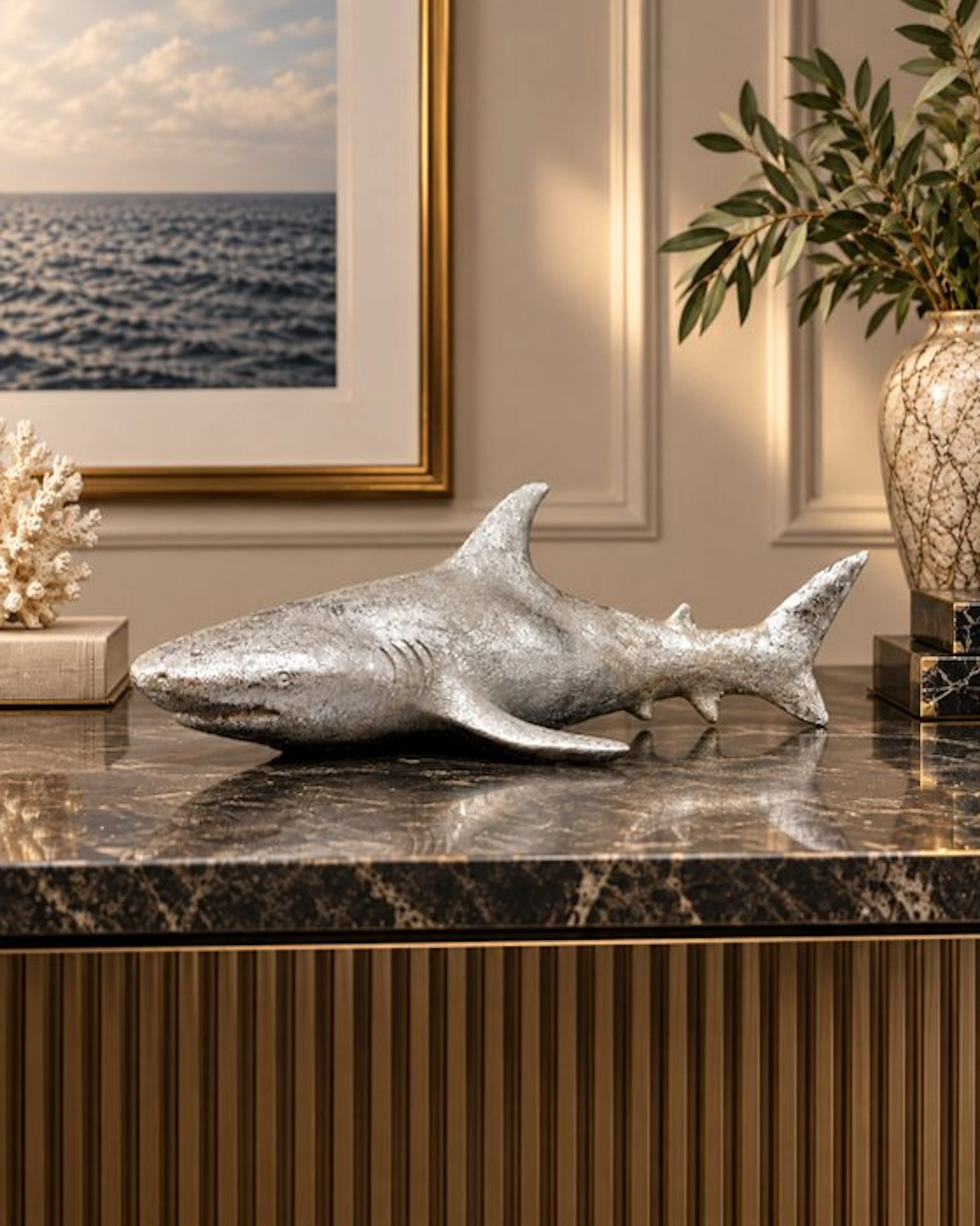 Statue, Silver Shark 41cm - 13 cm - Resin - 2026