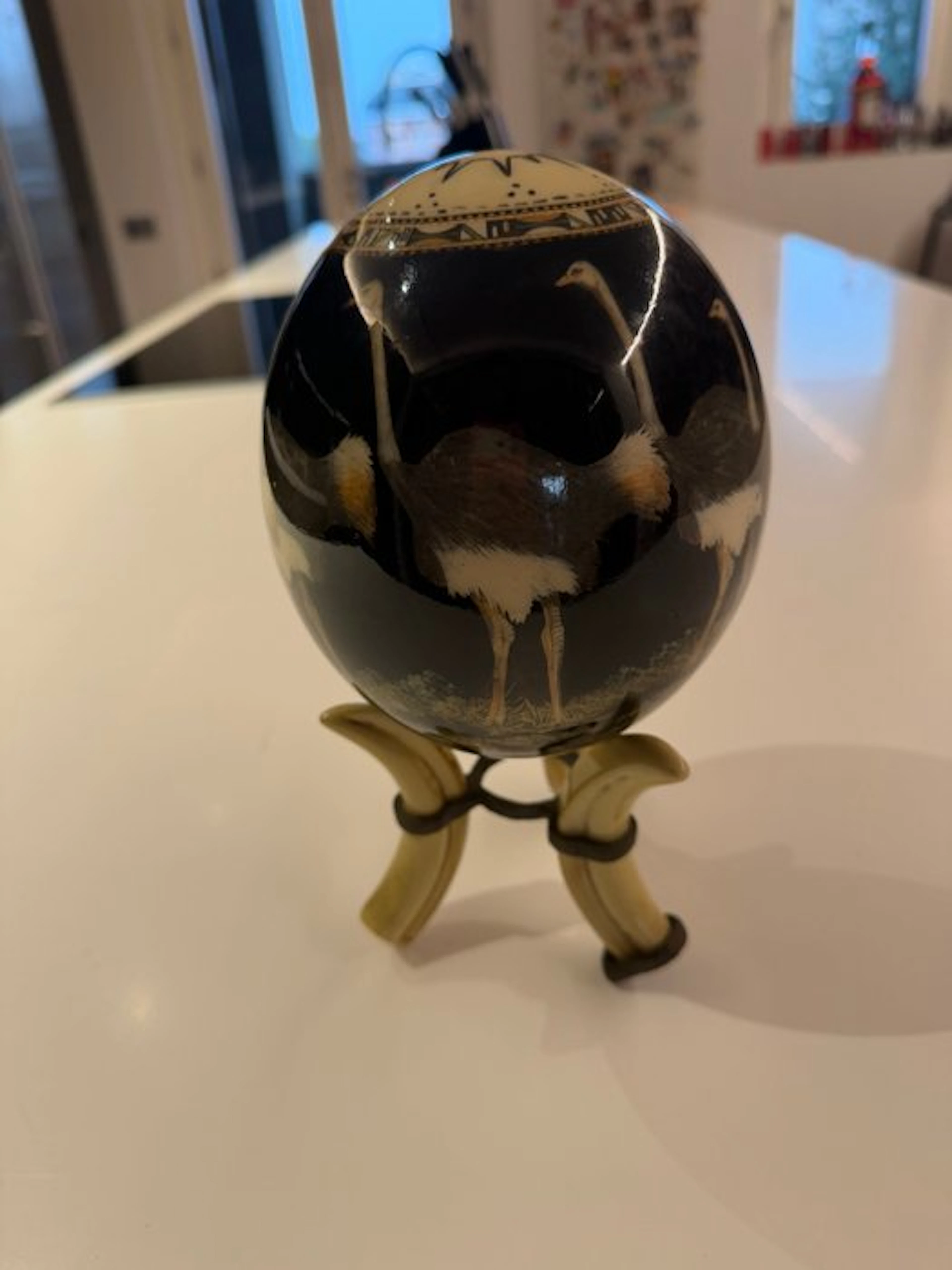 Ostrich Egg - Sconosciuto - 17 cm - 14 cm - 14 cm - (2)
