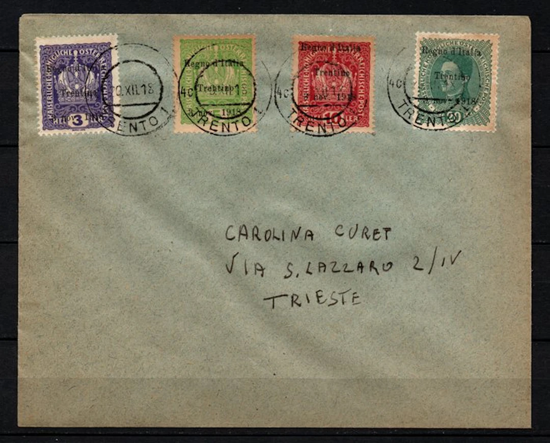 Italy - Trentino 1918 - Envelope franked with Austrian...