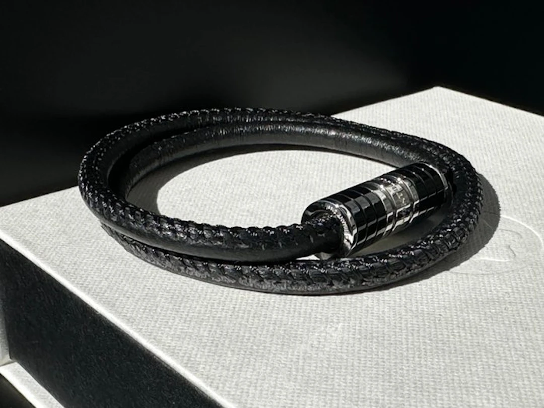 Montblanc - Steel - Bracelet - Leather and black Resin