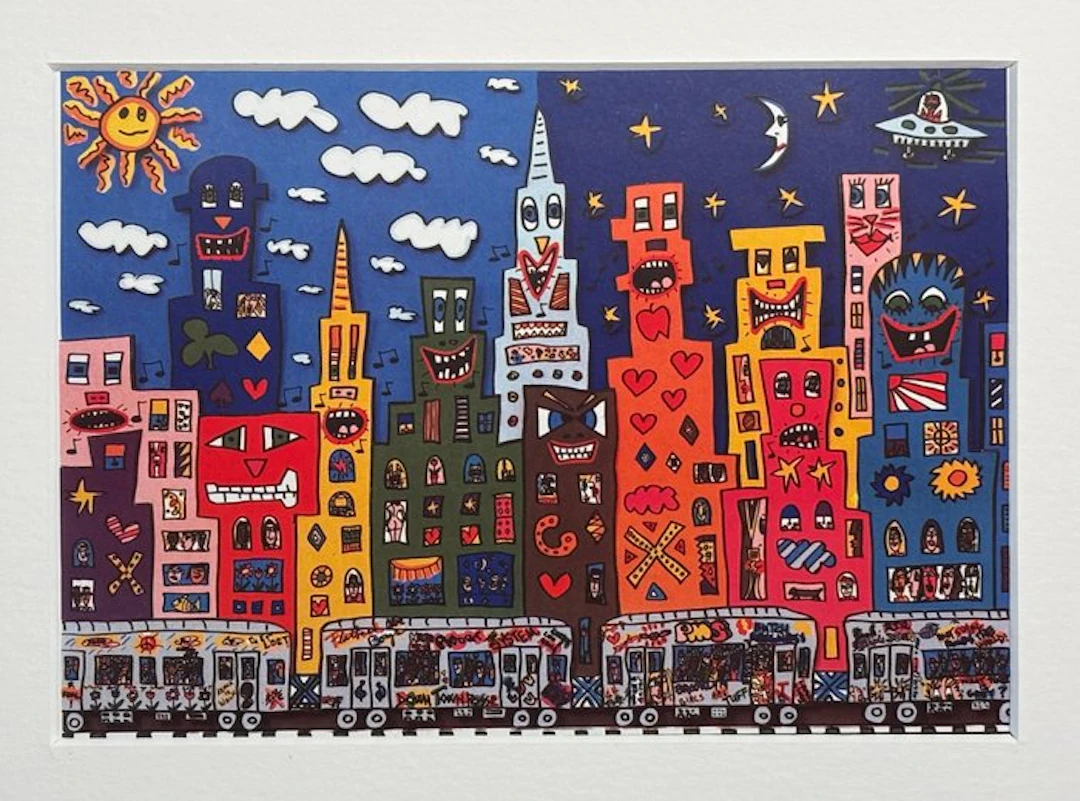 James Rizzi (1950-2011) - Take the train to Harlem