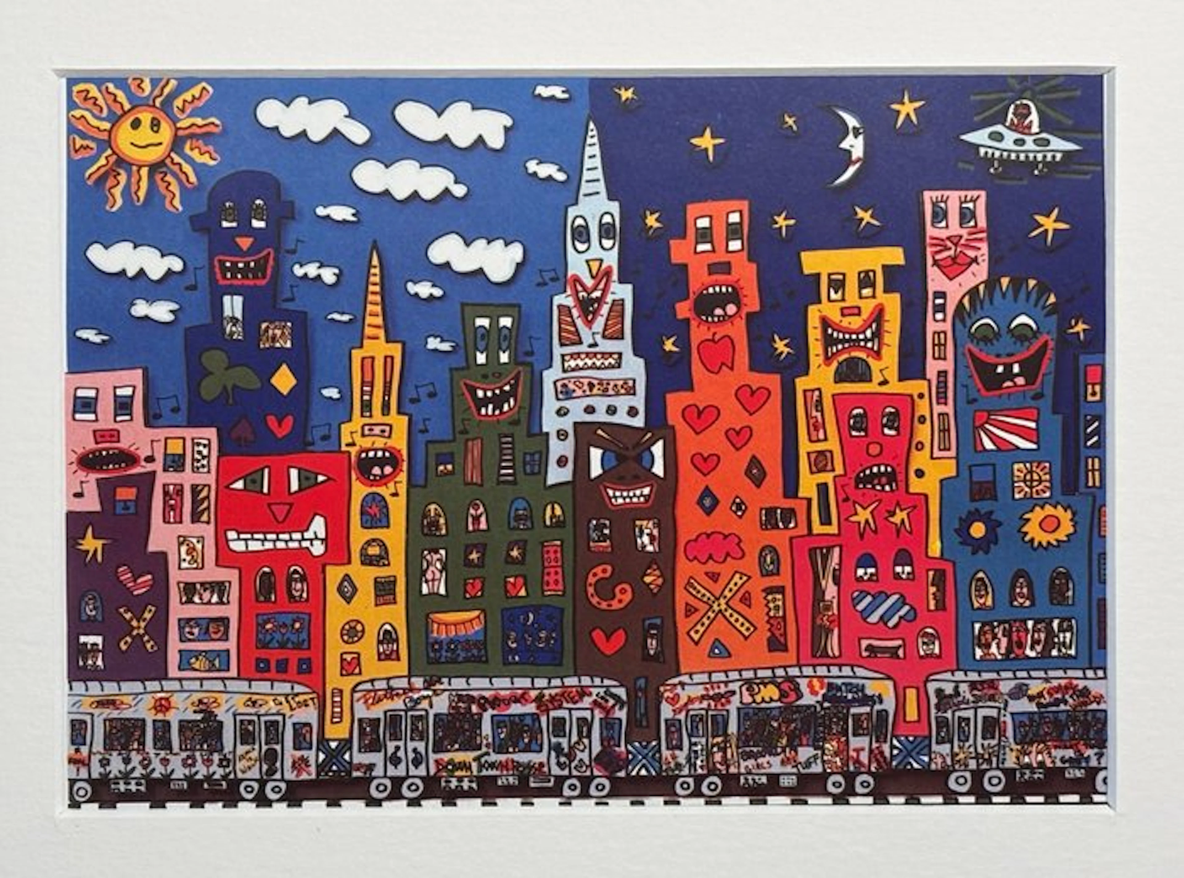 James Rizzi (1950-2011) - Take the train to Harlem